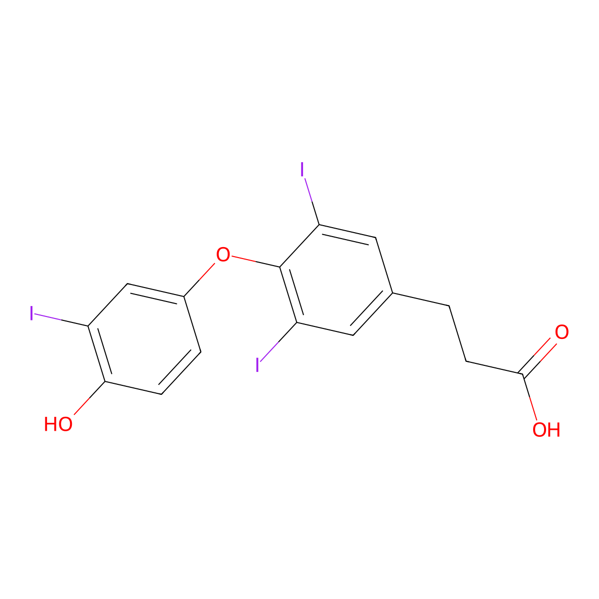 3,3',5-Triiodothyropropionic acid molecular structure, CAS 51-26-3