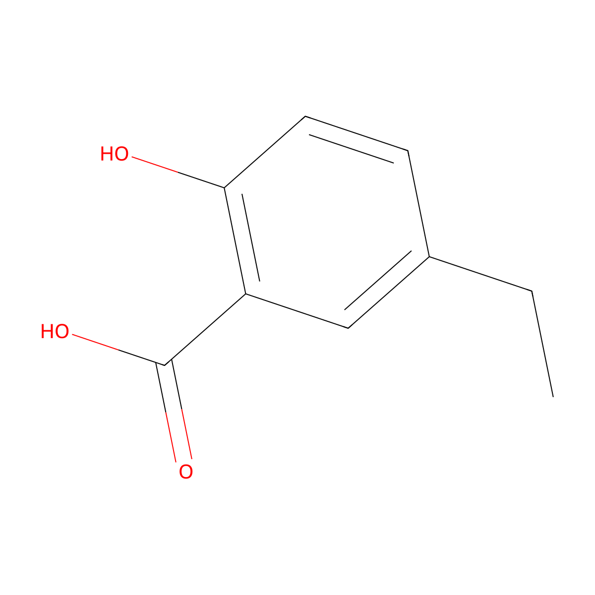 5-Ethyl-2-hydroxybenzoic acid molecular structure, CAS 51-27-4