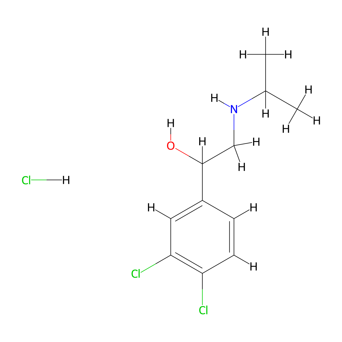 Dichloroisoproterenol hydrochloride molecular structure, CAS 51-29-6
