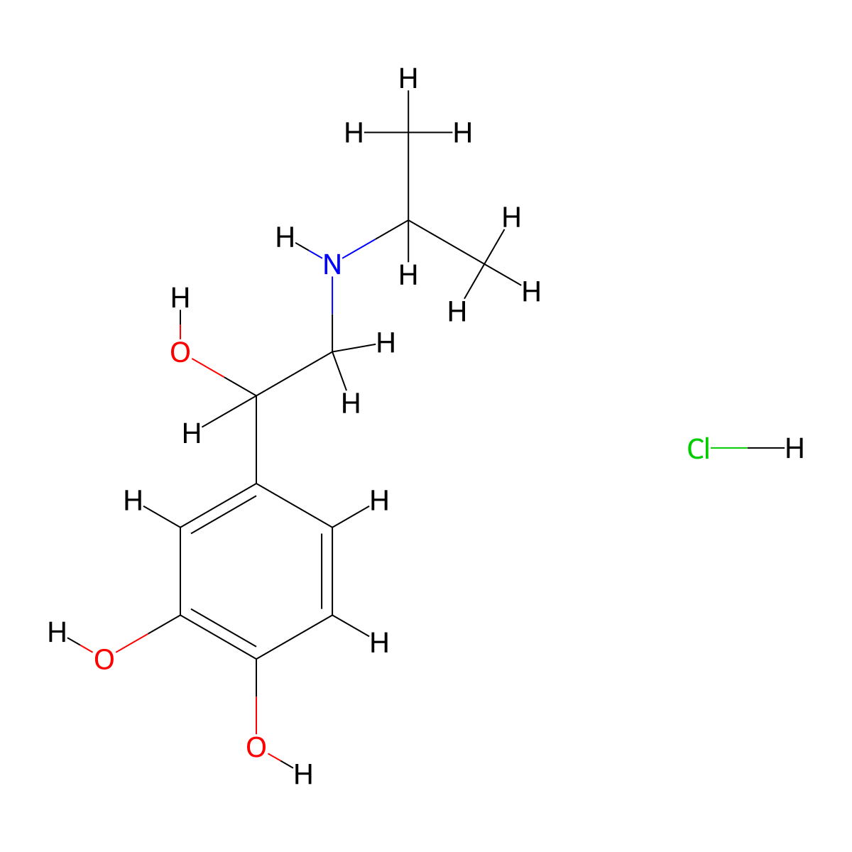 (+-)-Isoproterenol hydrochloride molecular structure, CAS 51-30-9