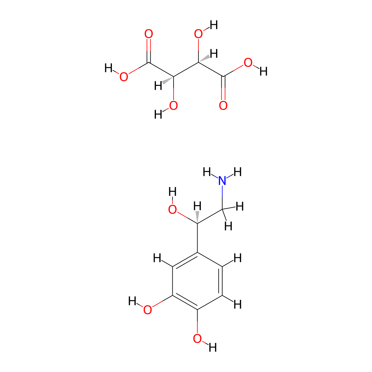 (-)-Norepinephrine (+)-bitartrate molecular structure, CAS 51-40-1