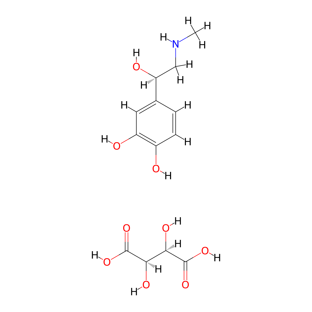Epinephrine Bitartrate molecular structure, CAS 51-42-3