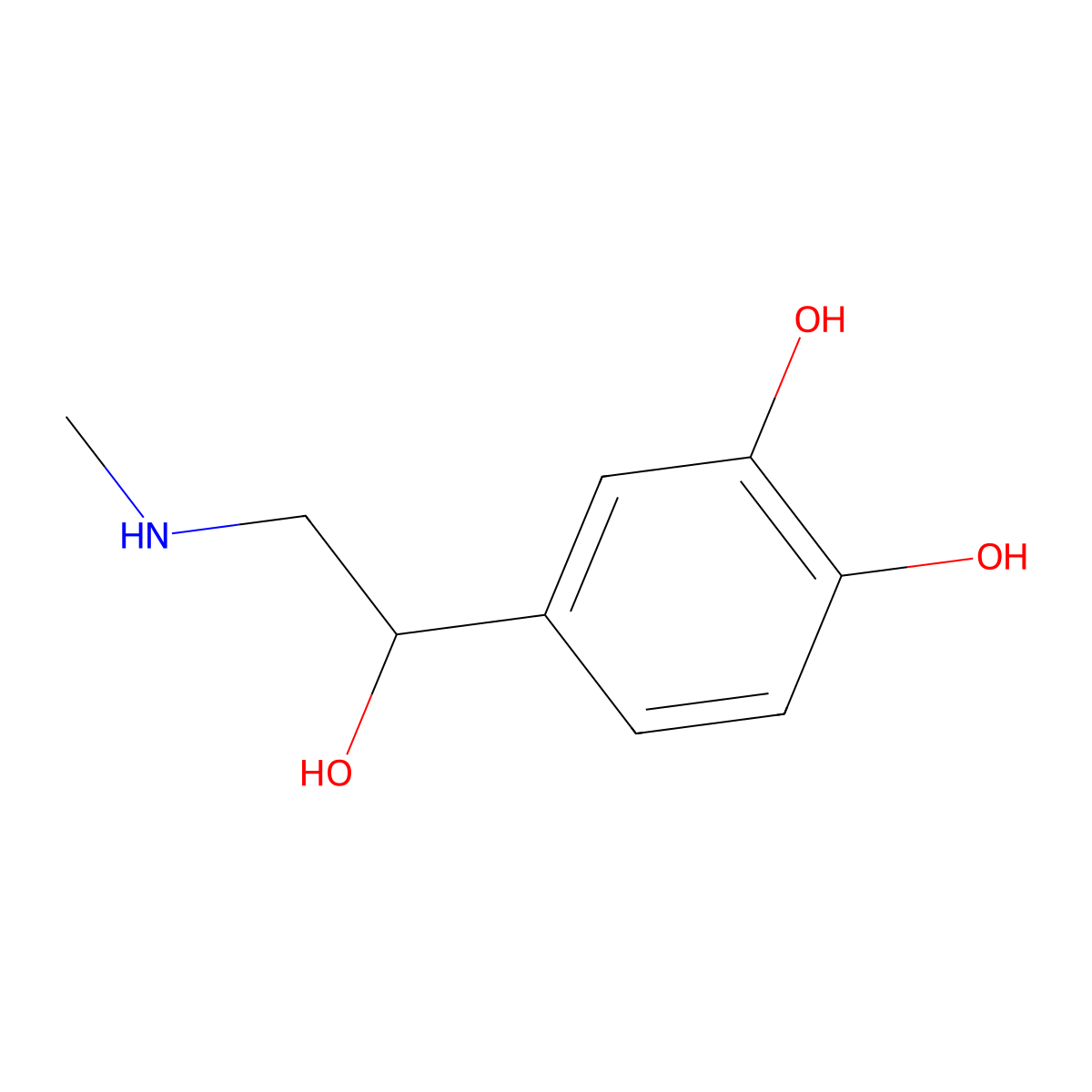 Epinephrine molecular structure, CAS 51-43-4