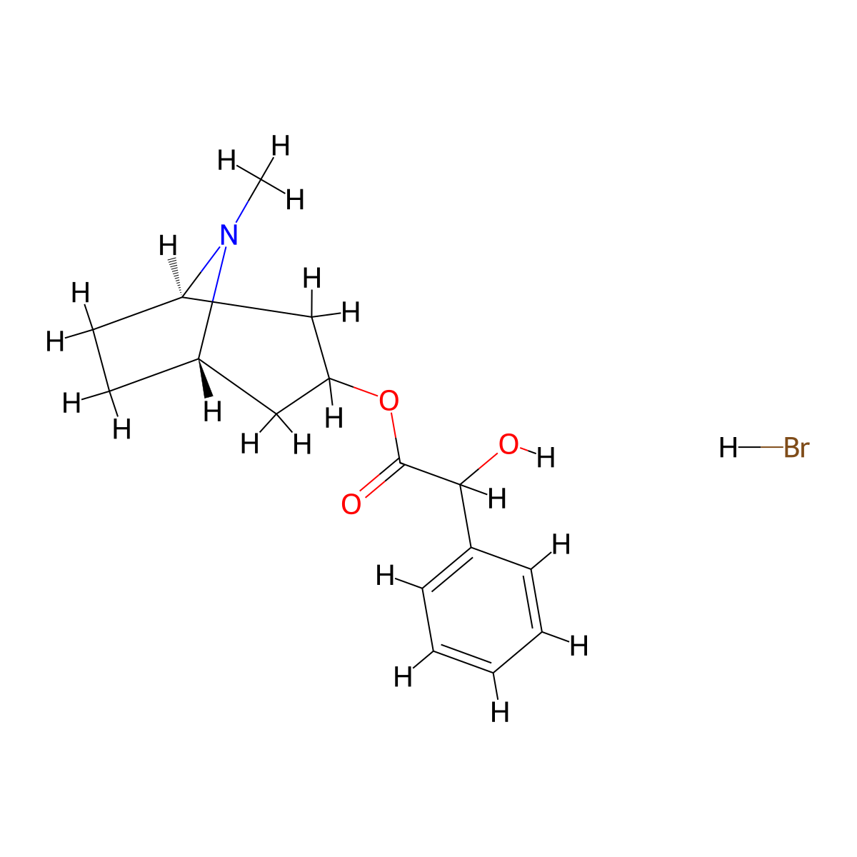 Homatropine hydrobromide molecular structure, CAS 51-56-9