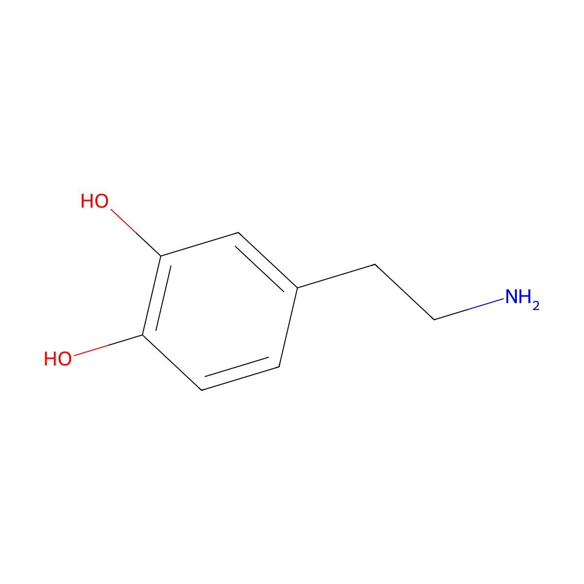 Dopamine molecular structure, CAS 51-61-6