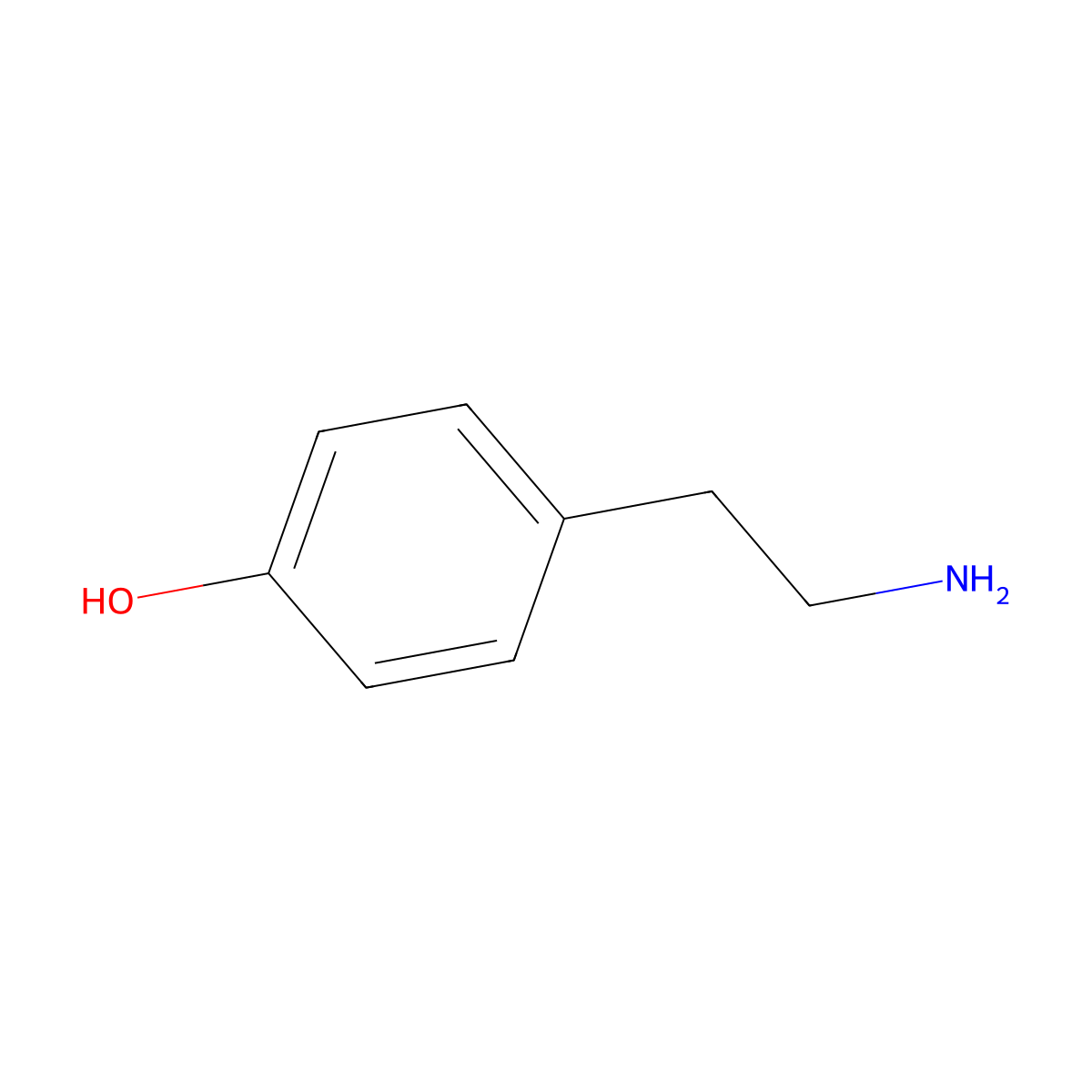 Tyramine molecular structure, CAS 51-67-2