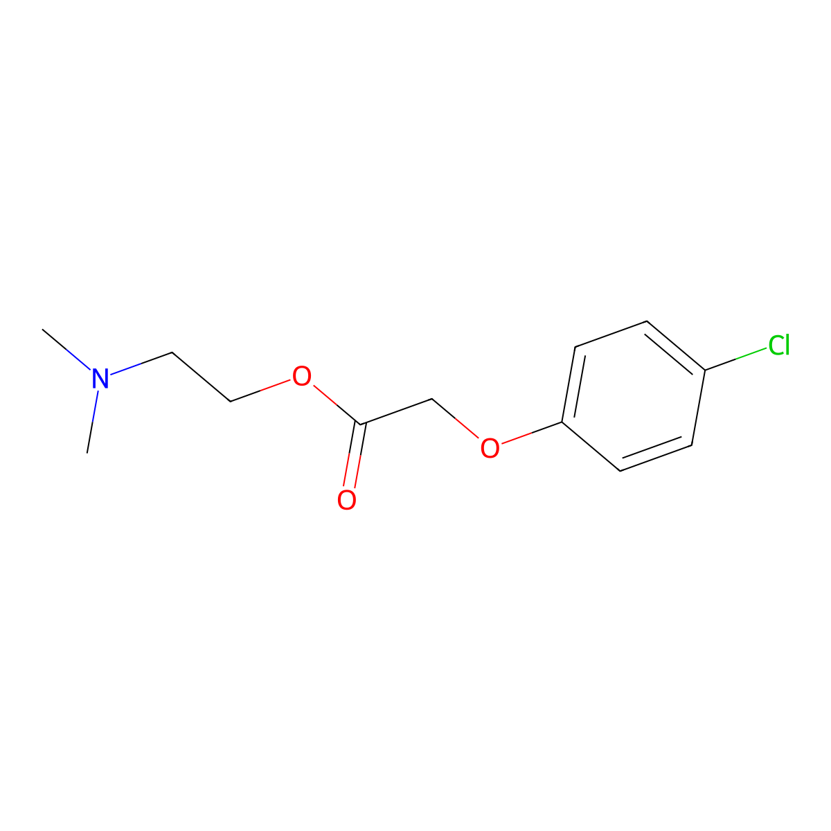 Meclofenoxate molecular structure, CAS 51-68-3