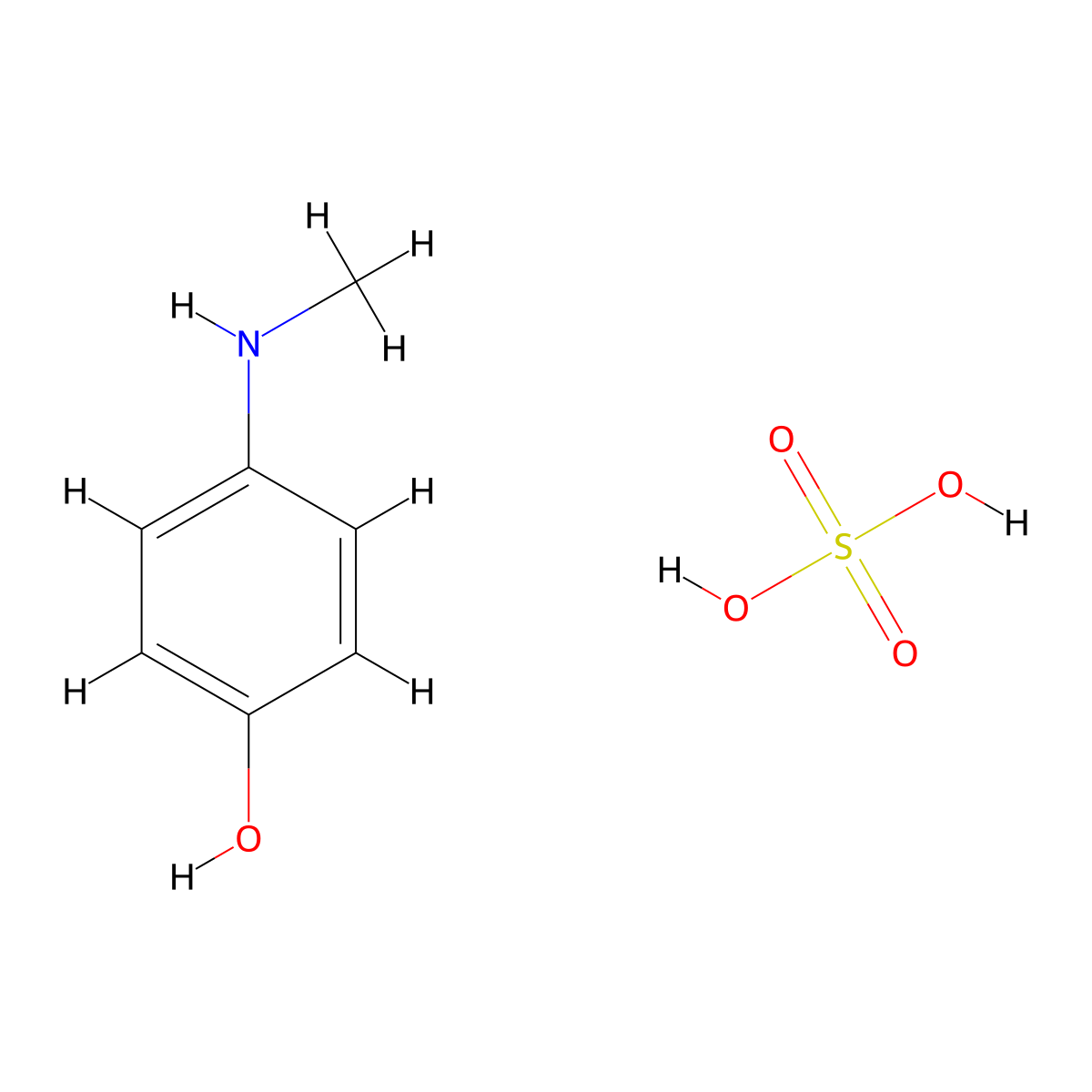 p-(Methylamino)phenol sulphate molecular structure, CAS 51-72-9