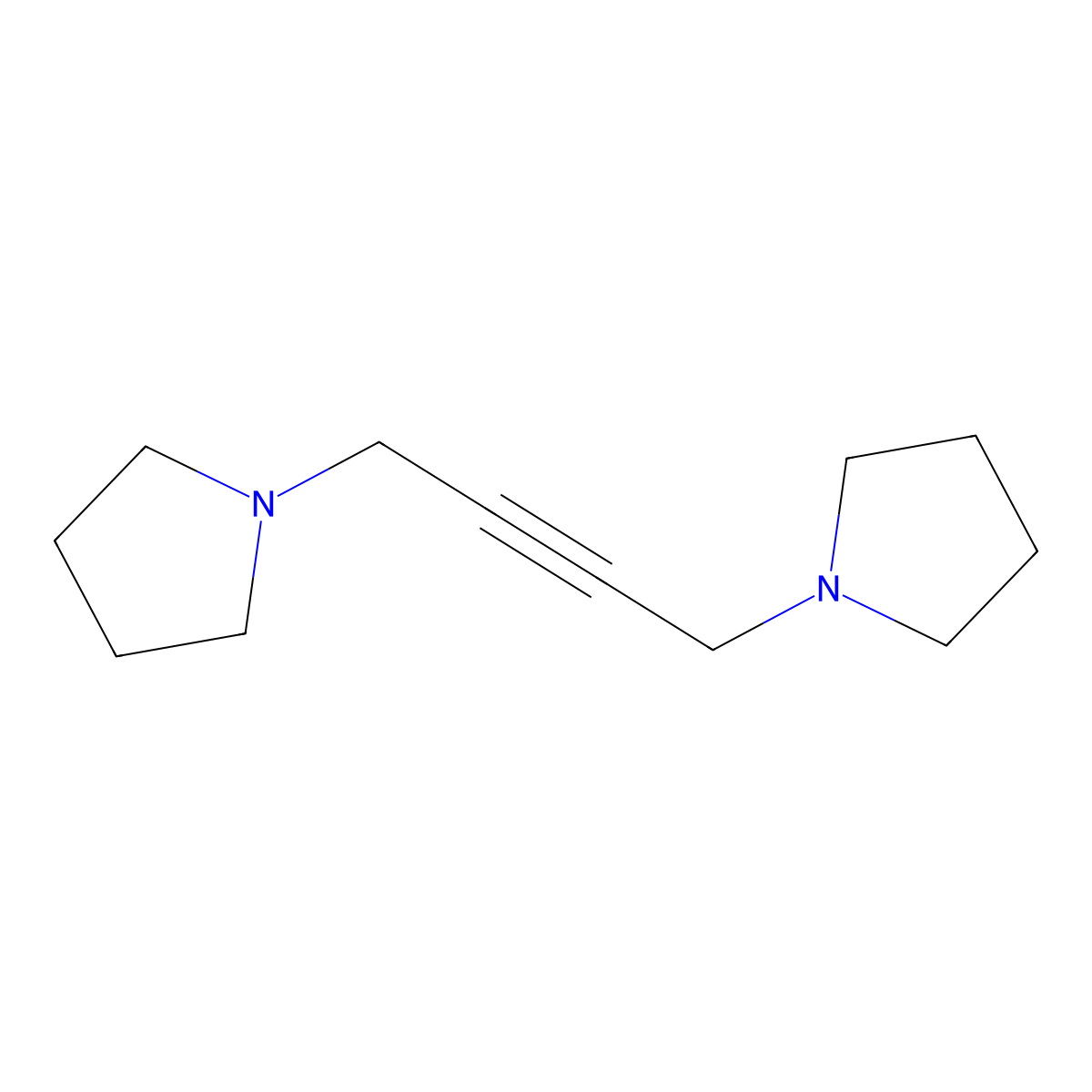 1,1'-(2-Butyne-1,4-diyl)bis(pyrrolidine) molecular structure, CAS 51-73-0