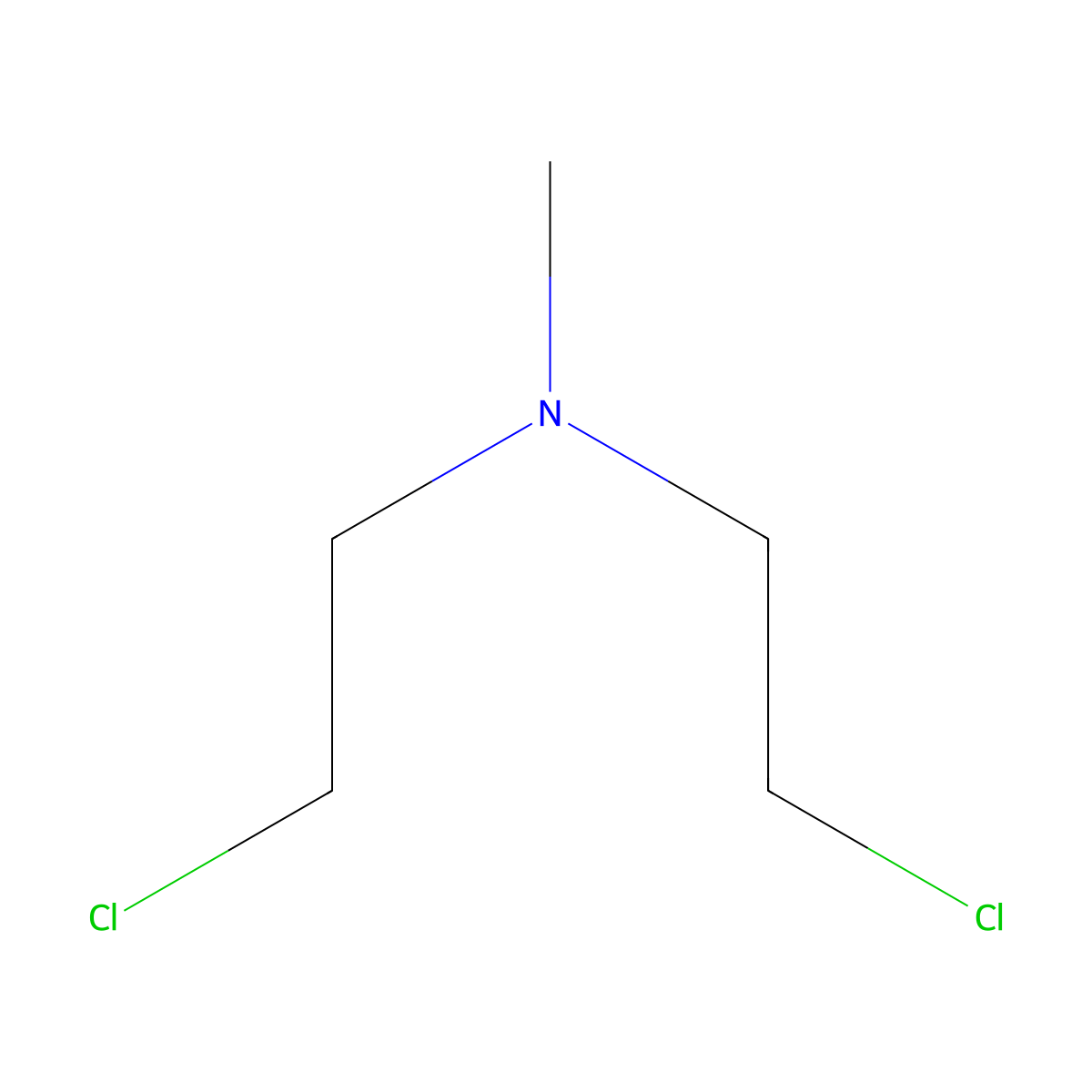 Mechlorethamine molecular structure, CAS 51-75-2