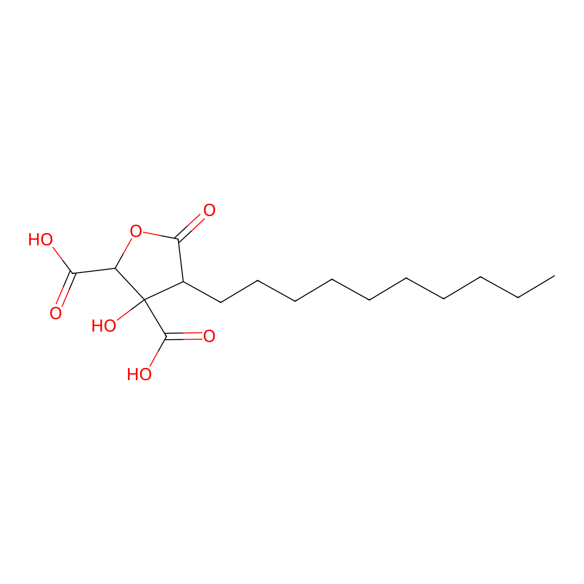 Pentaric acid, 2-decyl-3-C-carboxy-2-deoxy-, 1,4-lactone molecular structure, CAS 510-17-8
