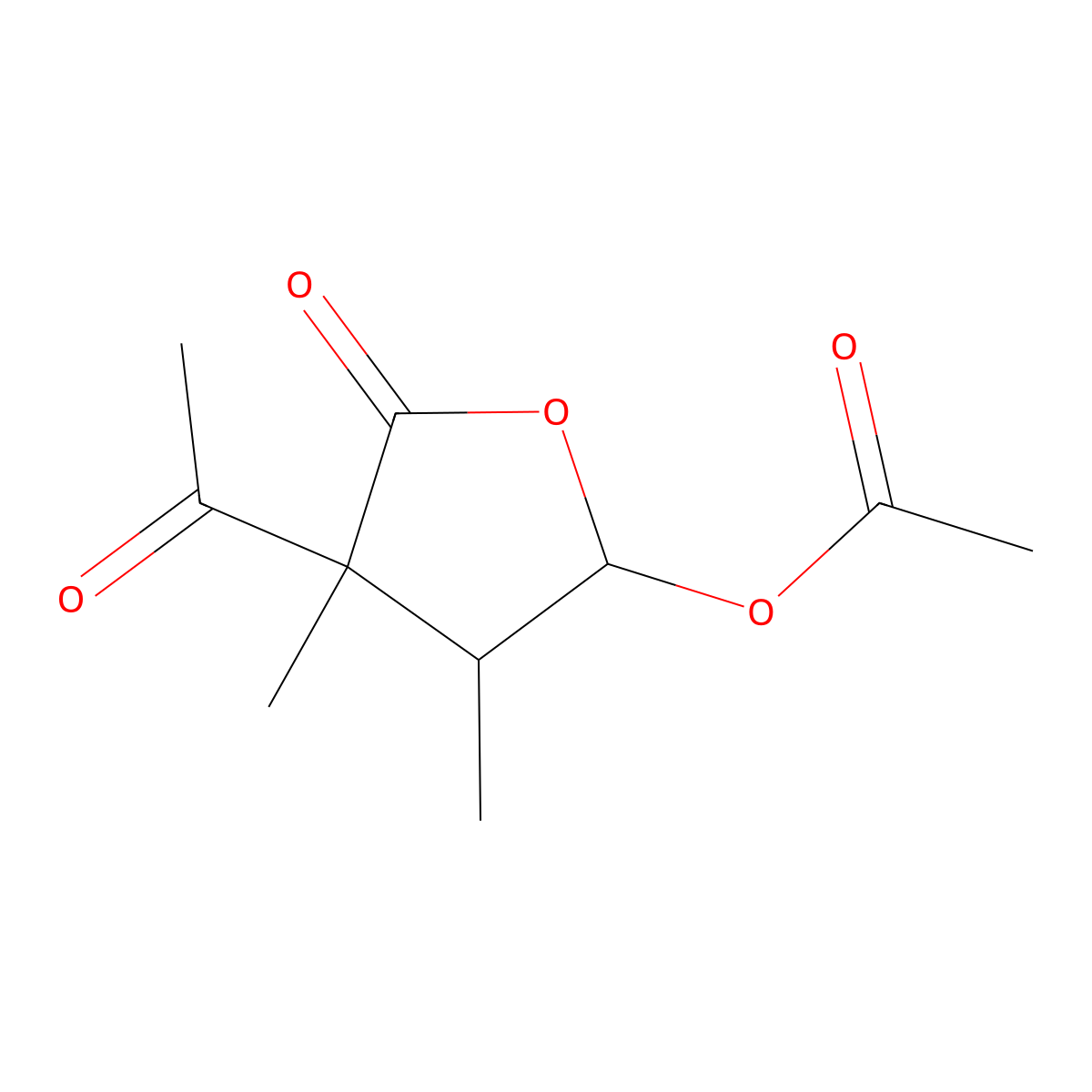 (3S,4S,5R)-3-Acetyl-5-(acetyloxy)dihydro-3,4-dimethyl-2(3H)-furanone molecular structure, CAS 510-18-9