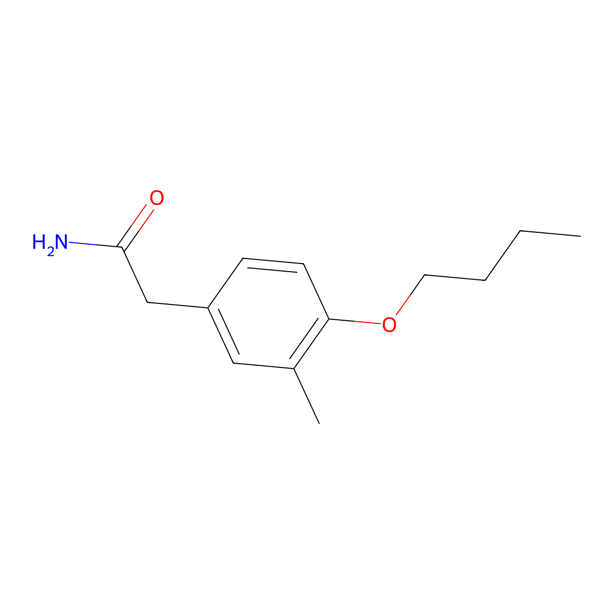 Acetamide, 2-(4-butoxy-m-tolyl)- molecular structure, CAS 5100-03-8