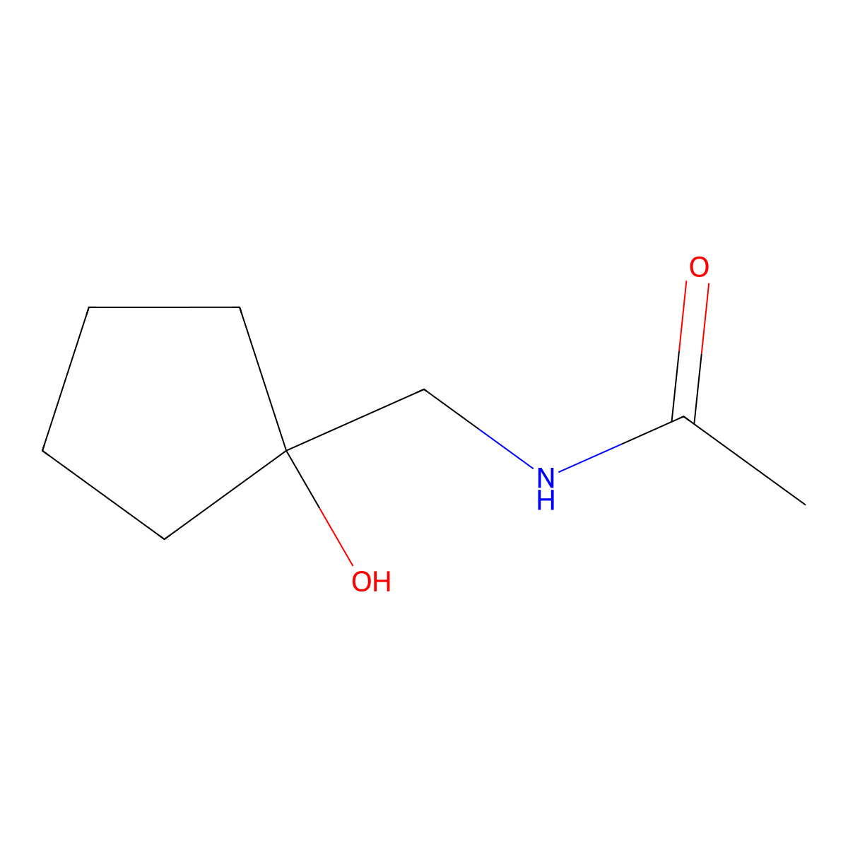 N-[(1-hydroxycyclopentyl)methyl]acetamide molecular structure, CAS 51004-22-9