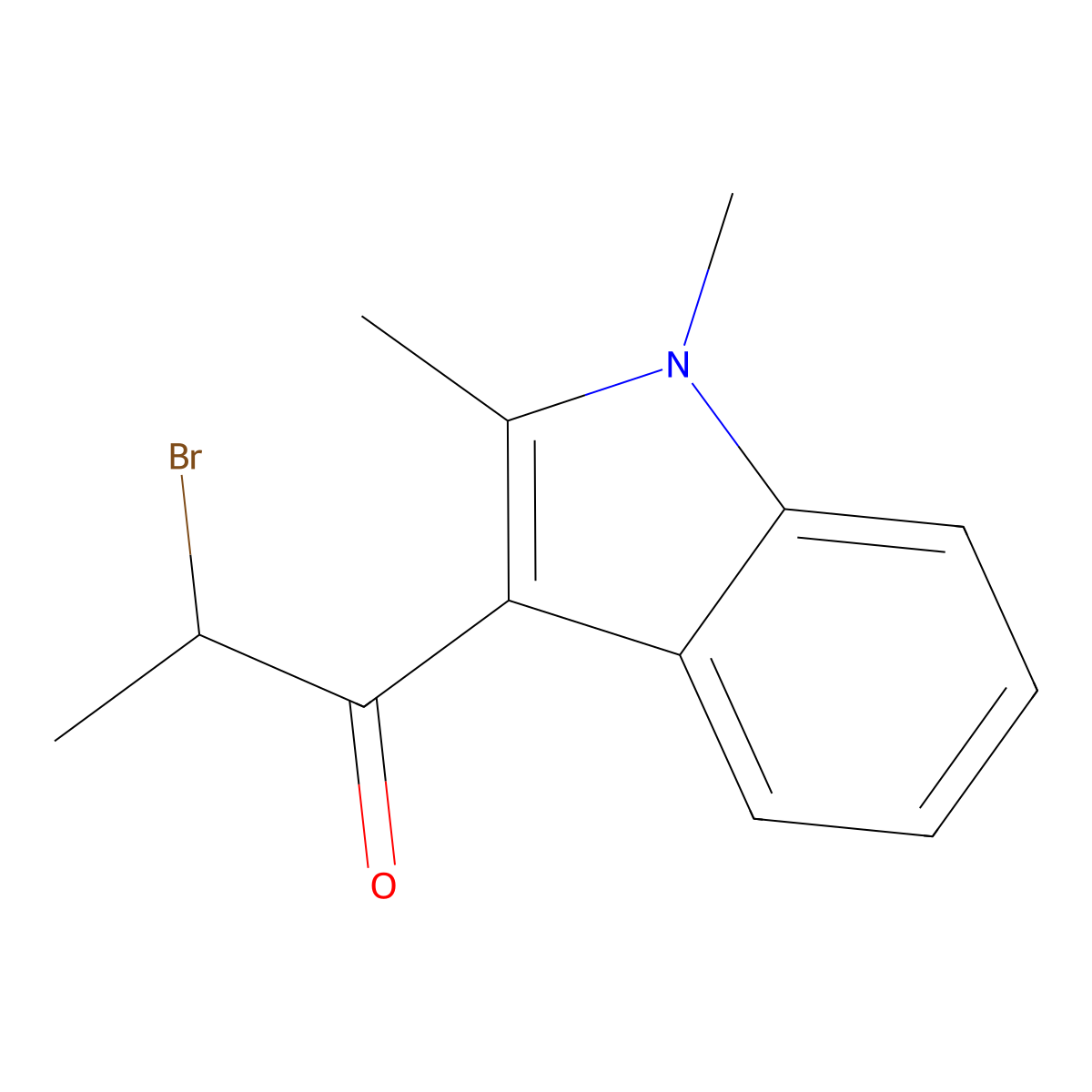 2-bromo-1-(1,2-dimethyl-1H-indol-3-yl)propan-1-one molecular structure, CAS 51008-31-2