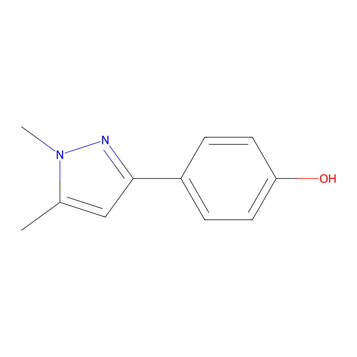 4-(1,5-dimethyl-1H-pyrazol-3-yl)phenol molecular structure, CAS 51011-28-0