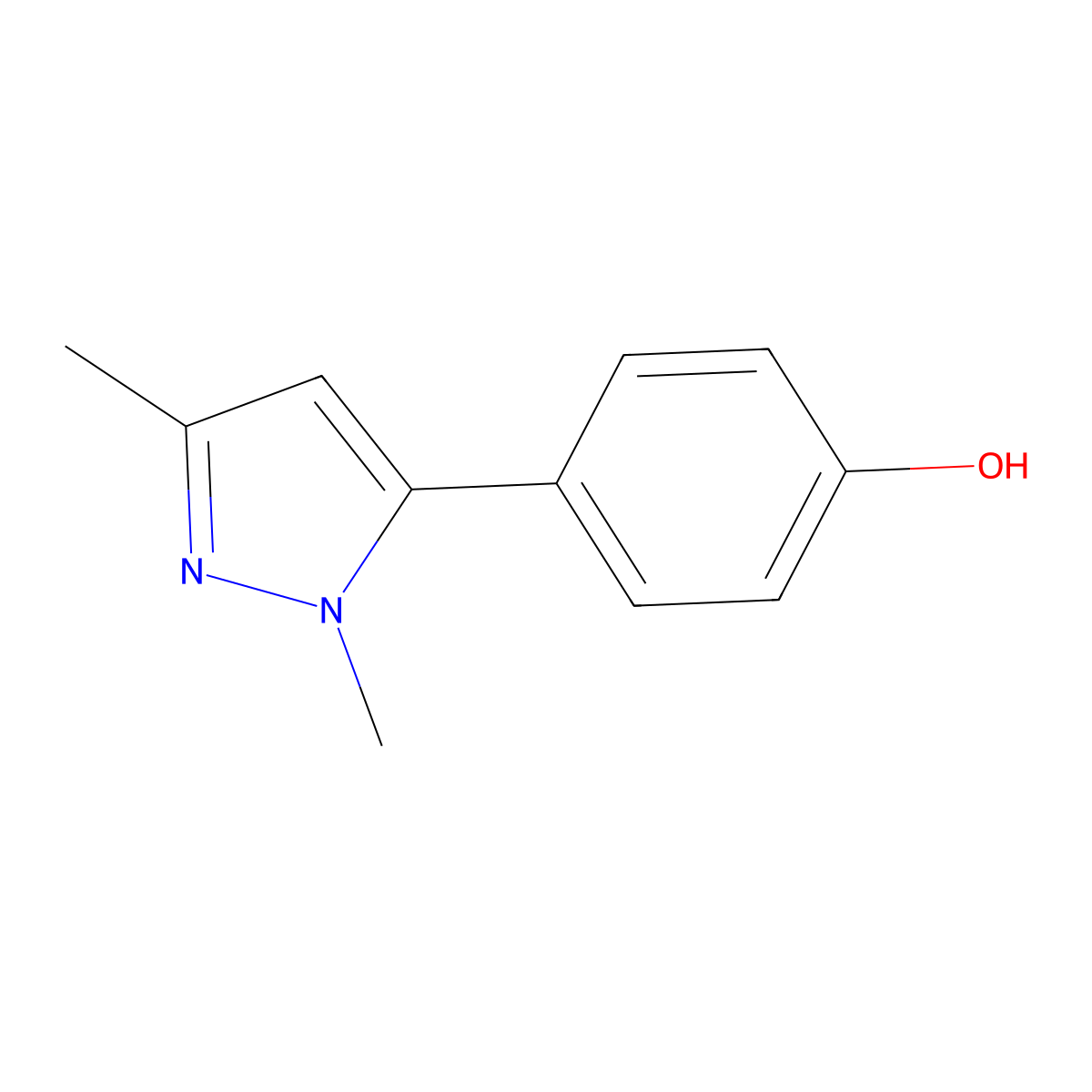 4-(1,3-dimethyl-1H-pyrazol-5-yl)phenol molecular structure, CAS 51011-29-1