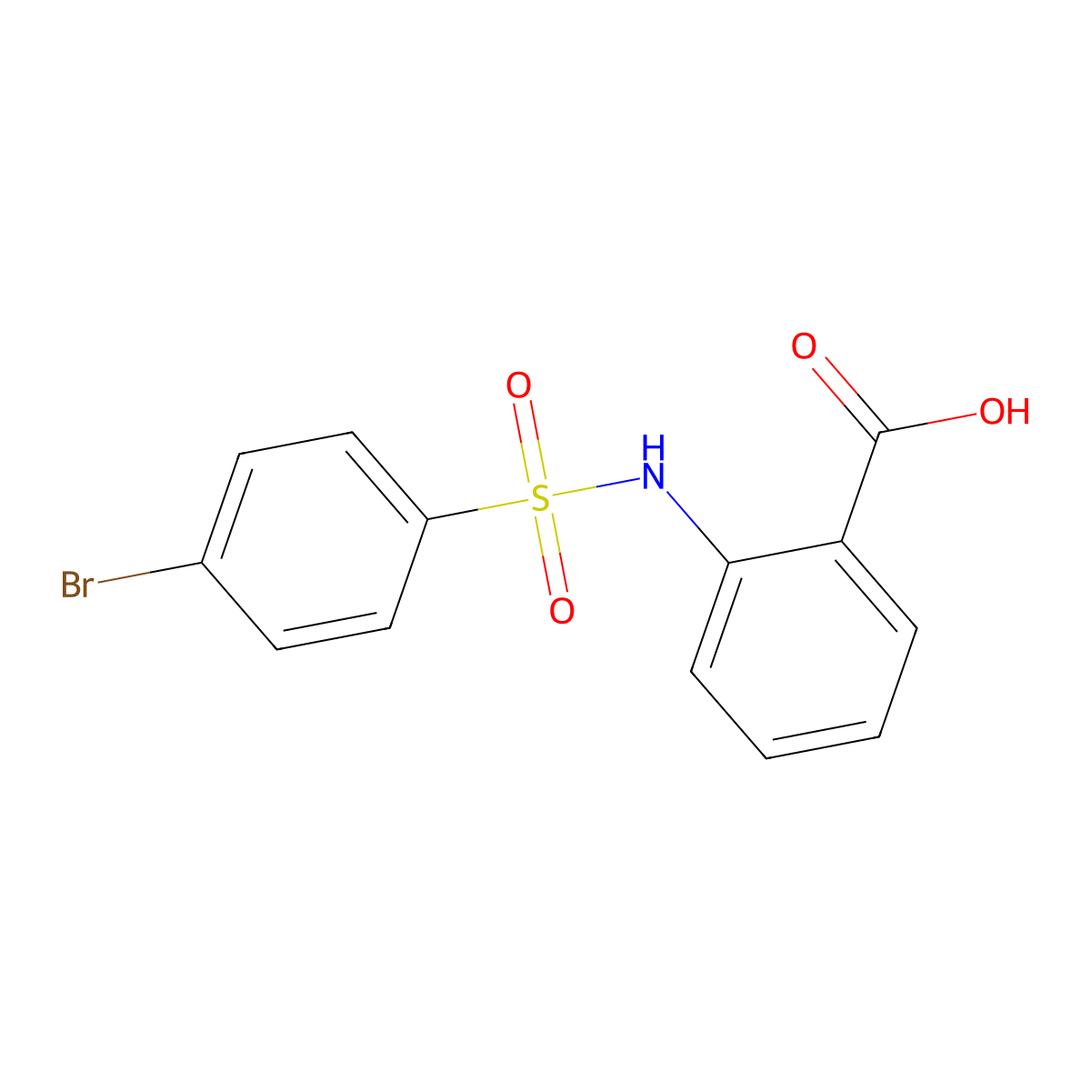 2-(((4-Bromophenyl)sulfonyl)amino)benzoic acid molecular structure, CAS 51012-29-4