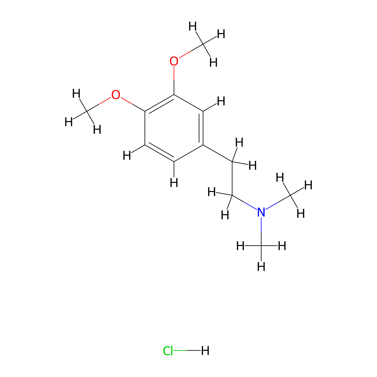 2-(3,4-dimethoxyphenyl)-N,N-dimethylethanamine hydrochloride molecular structure, CAS 51012-67-0