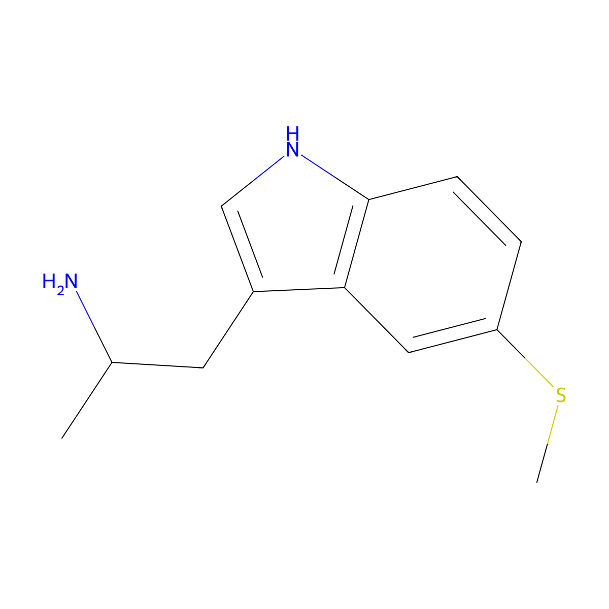 Indole, 3-(2-amino-1-propyl)-5-methylthio- molecular structure, CAS 5102-06-7