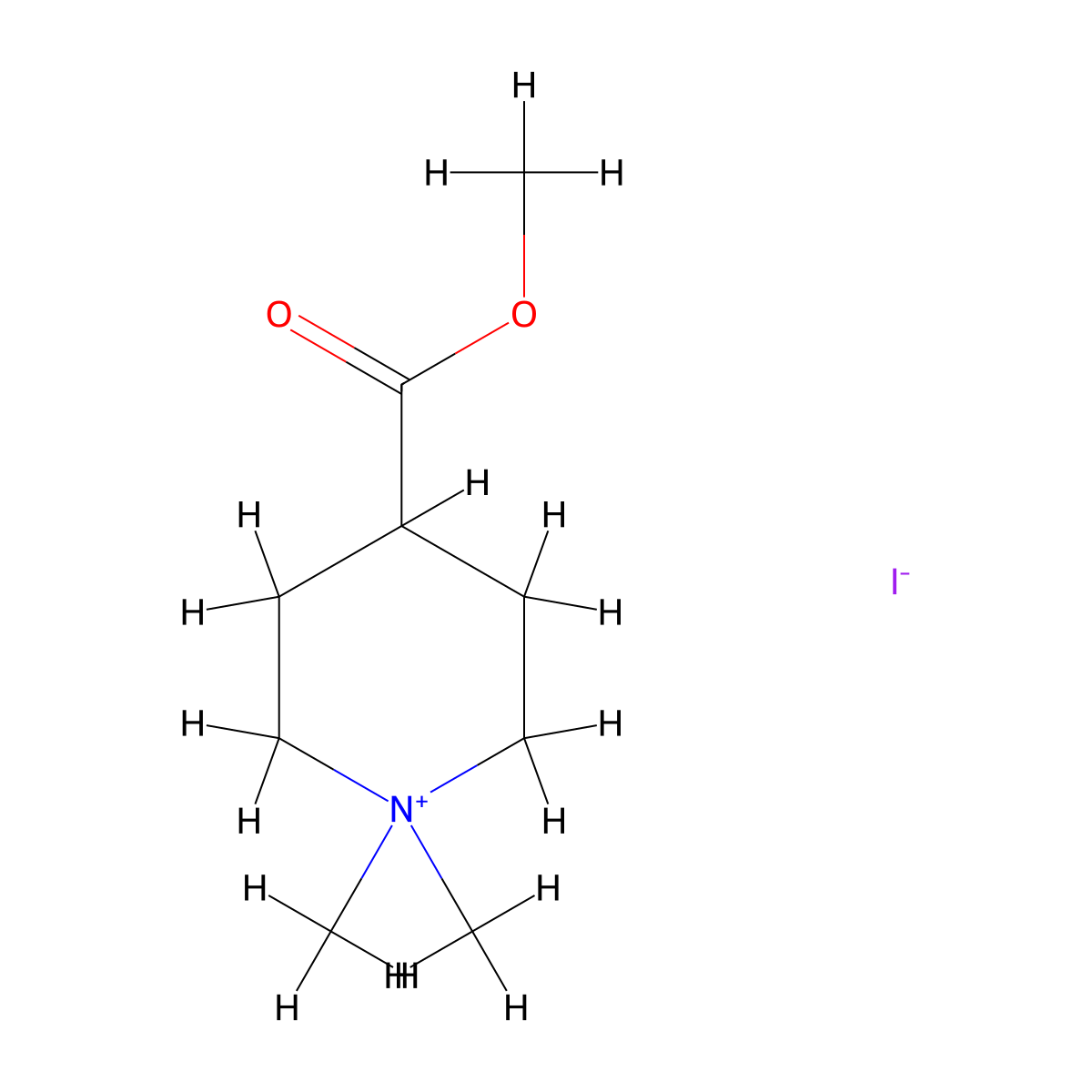 Piperidinium, 4-(methoxycarbonyl)-1,1-dimethyl-, iodide molecular structure, CAS 51023-67-7