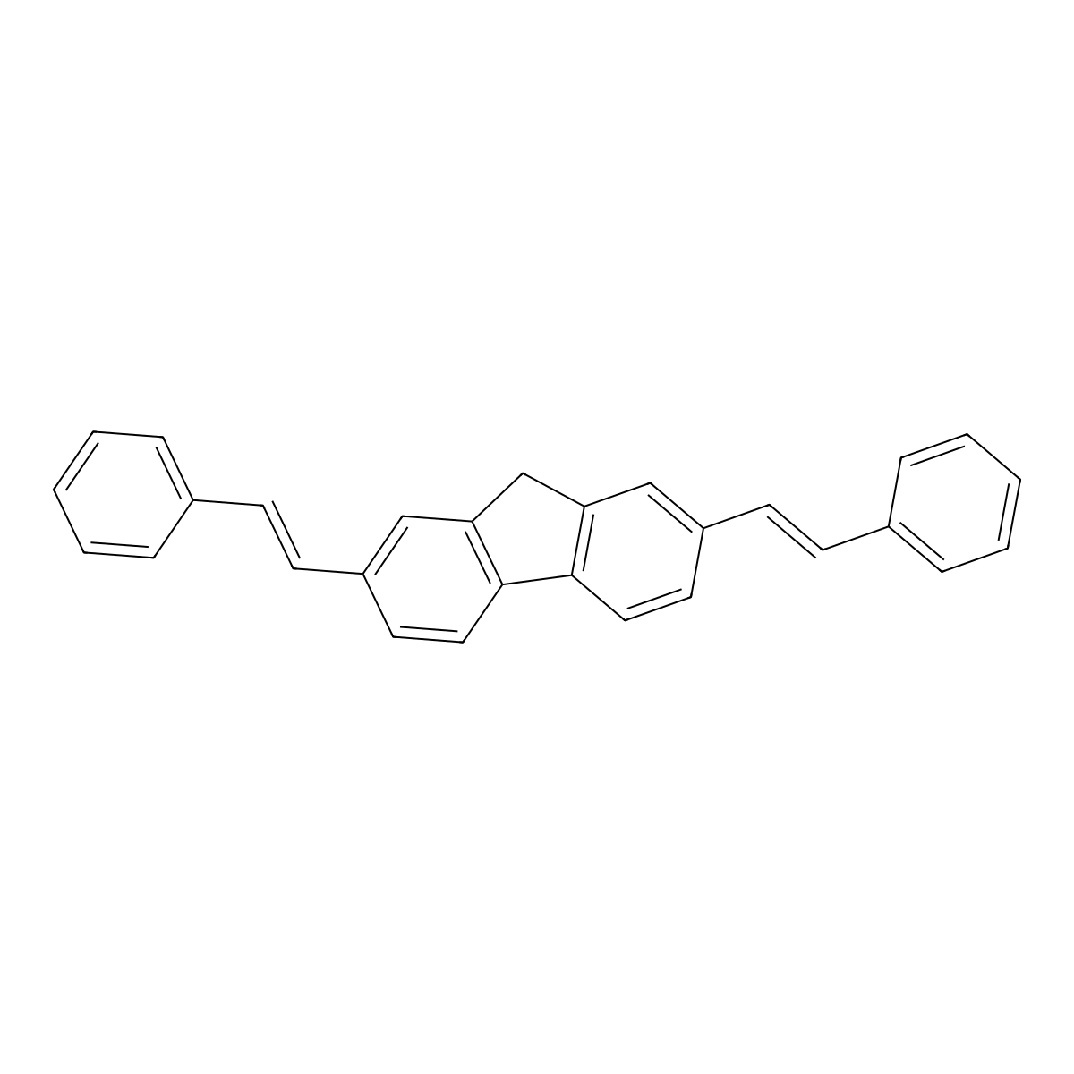 9H-Fluorene, 2,7-bis(2-phenylethenyl)- molecular structure, CAS 51023-87-1
