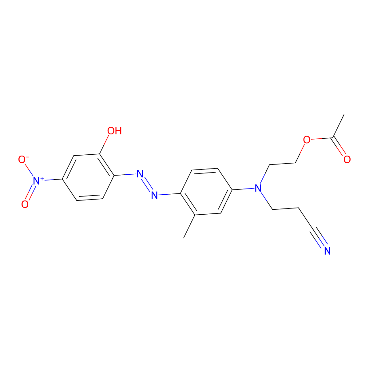 Propanenitrile, 3-[[2-(acetyloxy)ethyl][4-[2-(2-hydroxy-4-nitrophenyl)diazenyl]-3-methylphenyl]amino]- molecular structure, CAS 51026-47-2