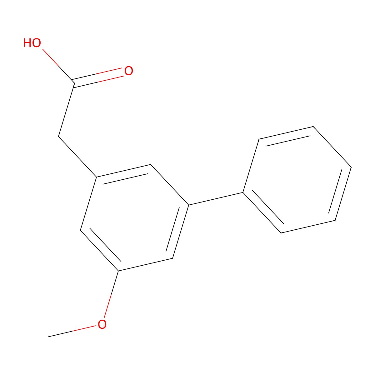 3-Biphenylacetic acid, 5-methoxy- molecular structure, CAS 51028-83-2