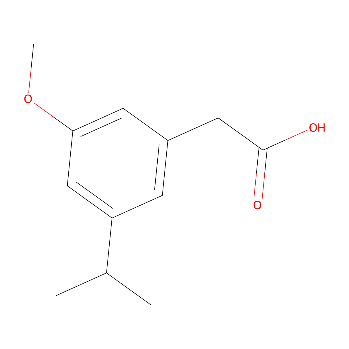 Acetic acid, 3-isopropyl-5-methoxyphenyl- molecular structure, CAS 51028-84-3