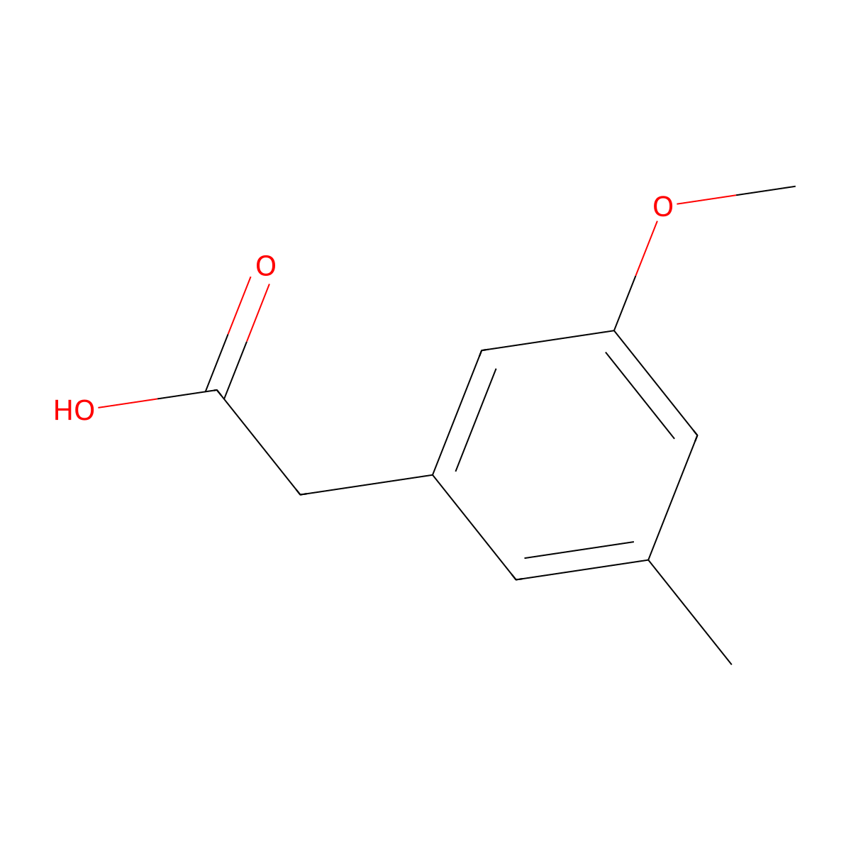 Acetic acid, 5-methoxy-m-tolyl- molecular structure, CAS 51028-96-7