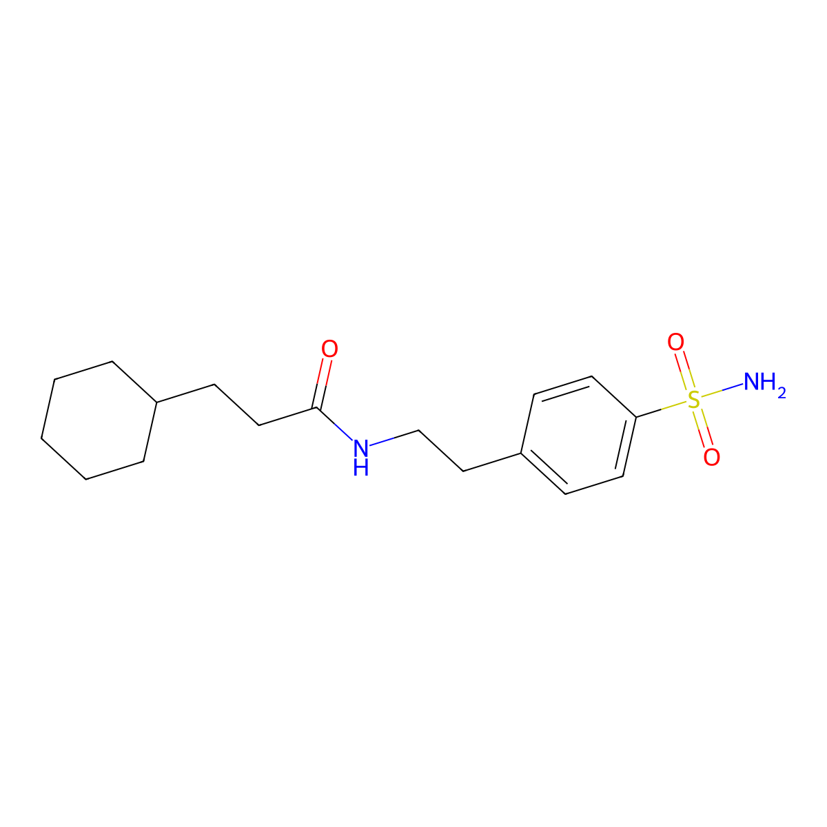 3-cyclohexyl-N-[2-(4-sulfamoylphenyl)ethyl]propanamide molecular structure, CAS 5103-07-1