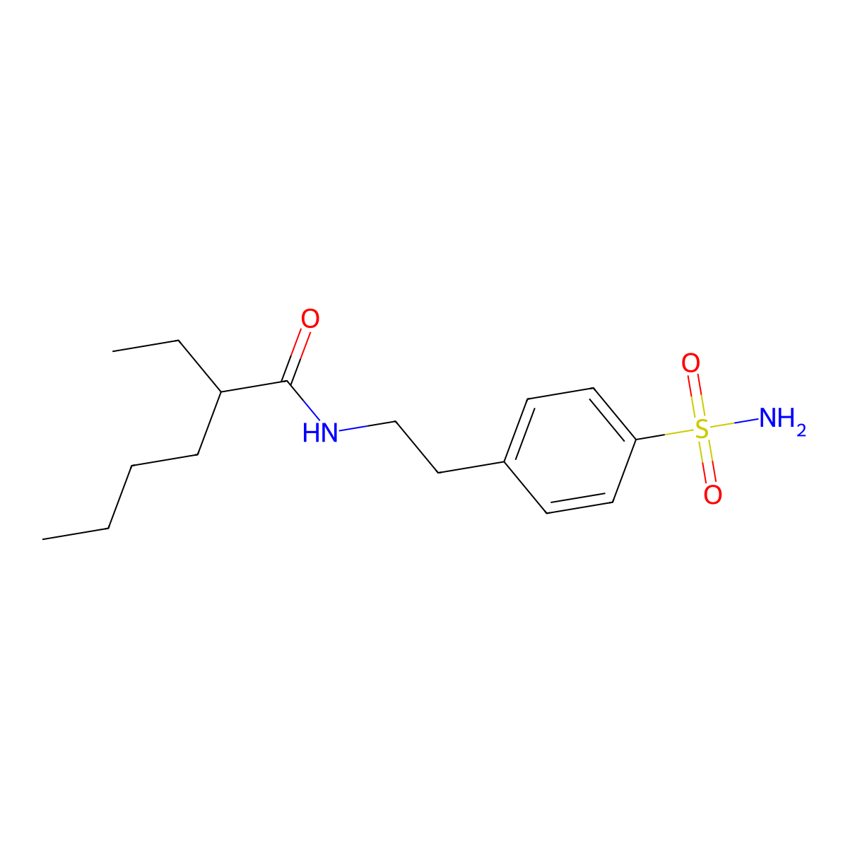 2-ethyl-N-[2-(4-sulfamoylphenyl)ethyl]hexanamide molecular structure, CAS 5103-19-5
