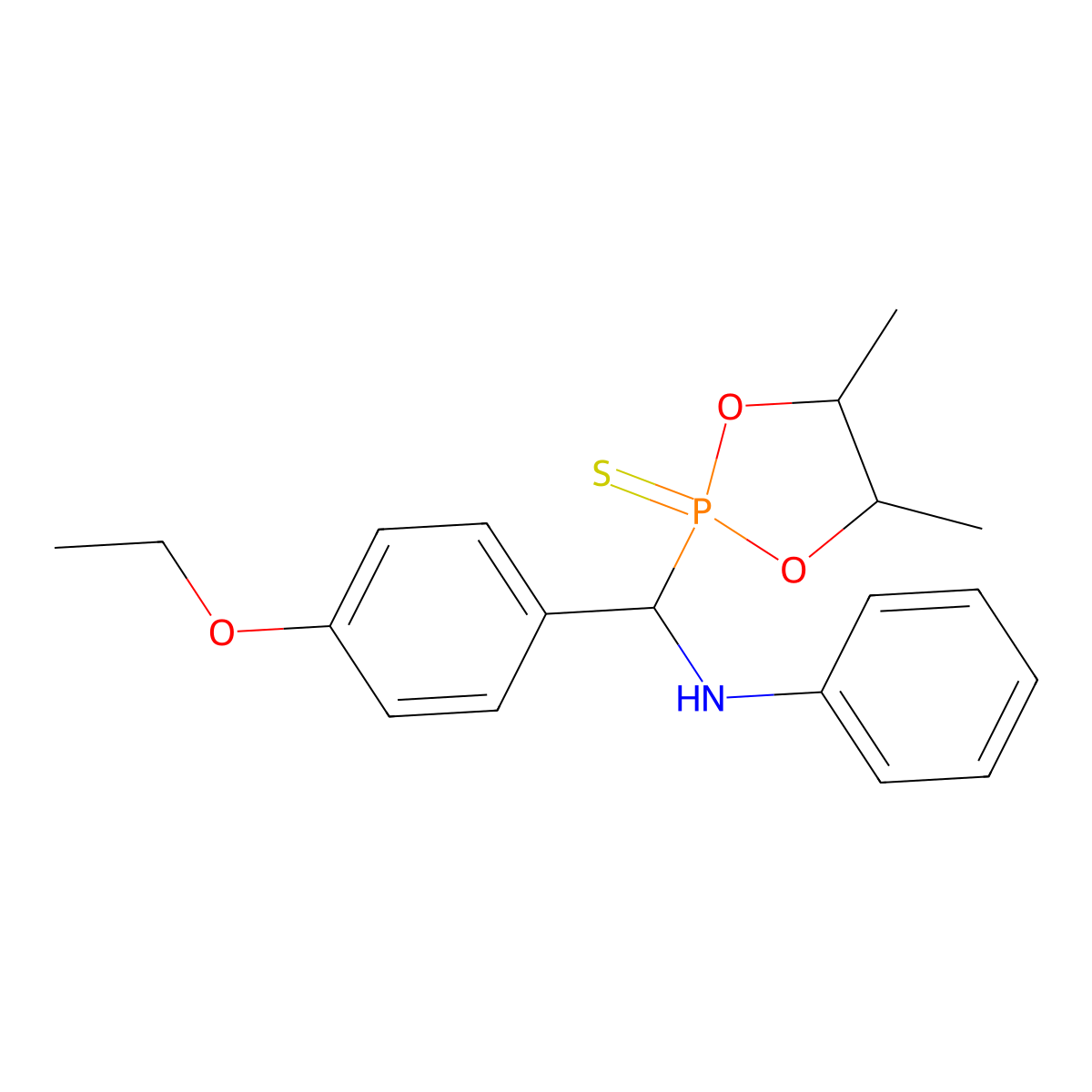 N-[(4,5-Dimethyl-2-sulfido-1,3,2-dioxaphospholan-2-YL)(4-ethoxyphenyl)methyl]aniline molecular structure, CAS 5103-26-4