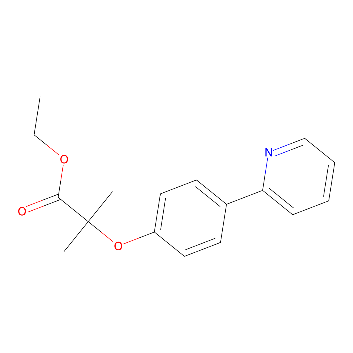 Ethyl 2-methyl-2-(4-pyridin-2-ylphenoxy)propanoate molecular structure, CAS 51035-43-9