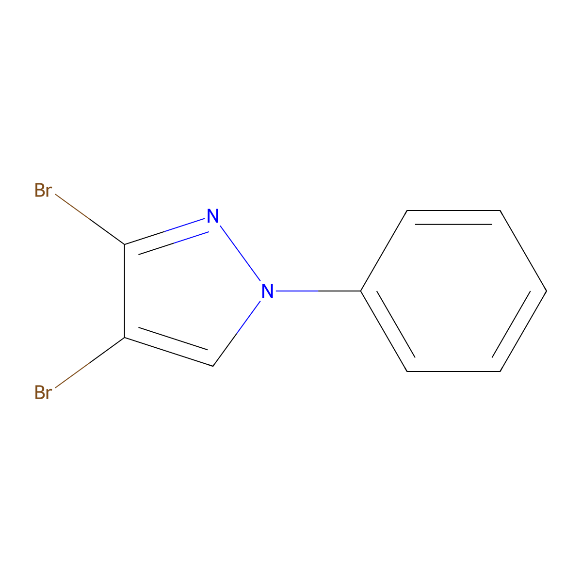 3,4-dibromo-1-phenyl-1H-pyrazole molecular structure, CAS 51039-43-1