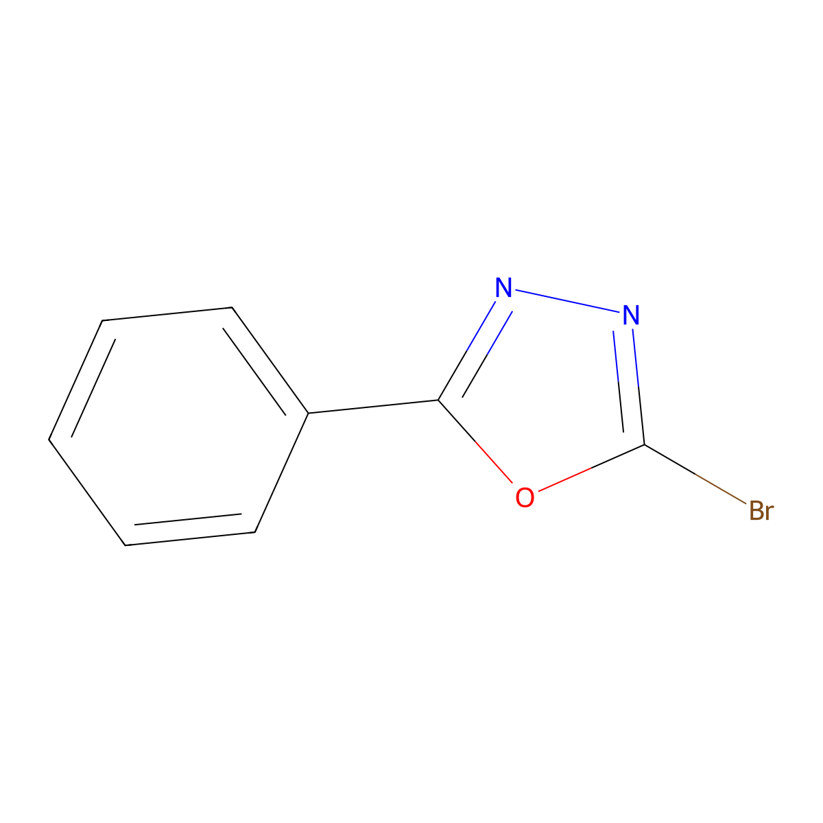 2-Bromo-5-phenyl-1,3,4-oxadiazole molecular structure, CAS 51039-53-3