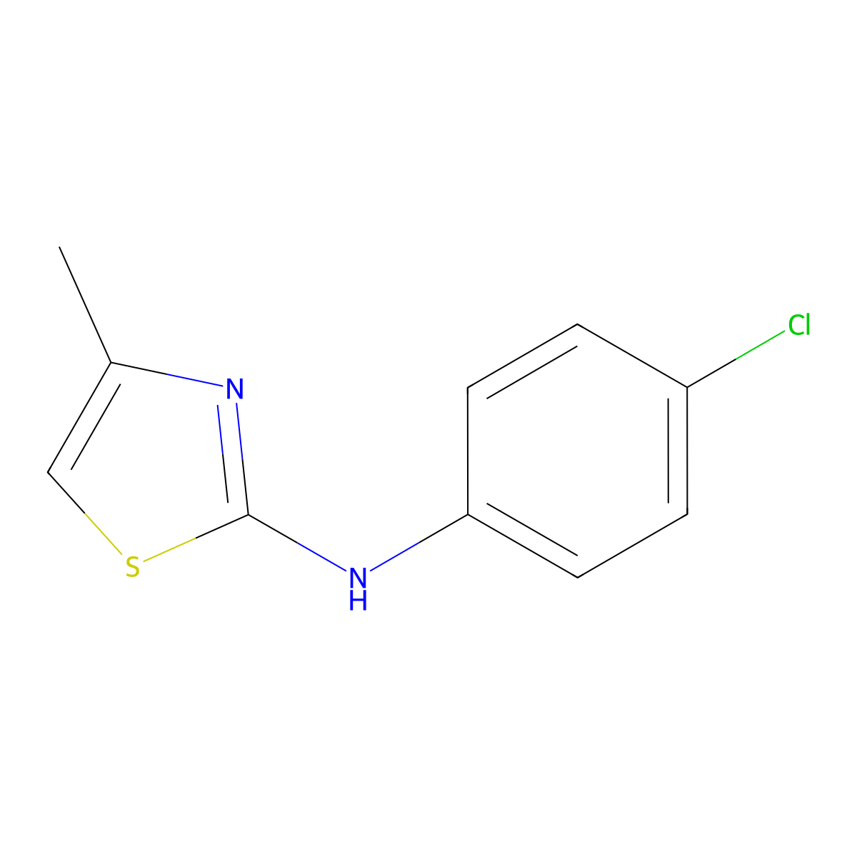 N-(4-chlorophenyl)-4-methyl-1,3-thiazol-2-amine molecular structure, CAS 51039-92-0