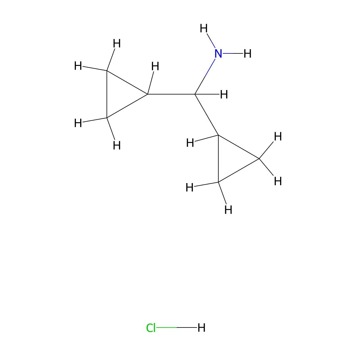(Dicyclopropylmethyl)amine hydrochloride molecular structure, CAS 51043-72-2