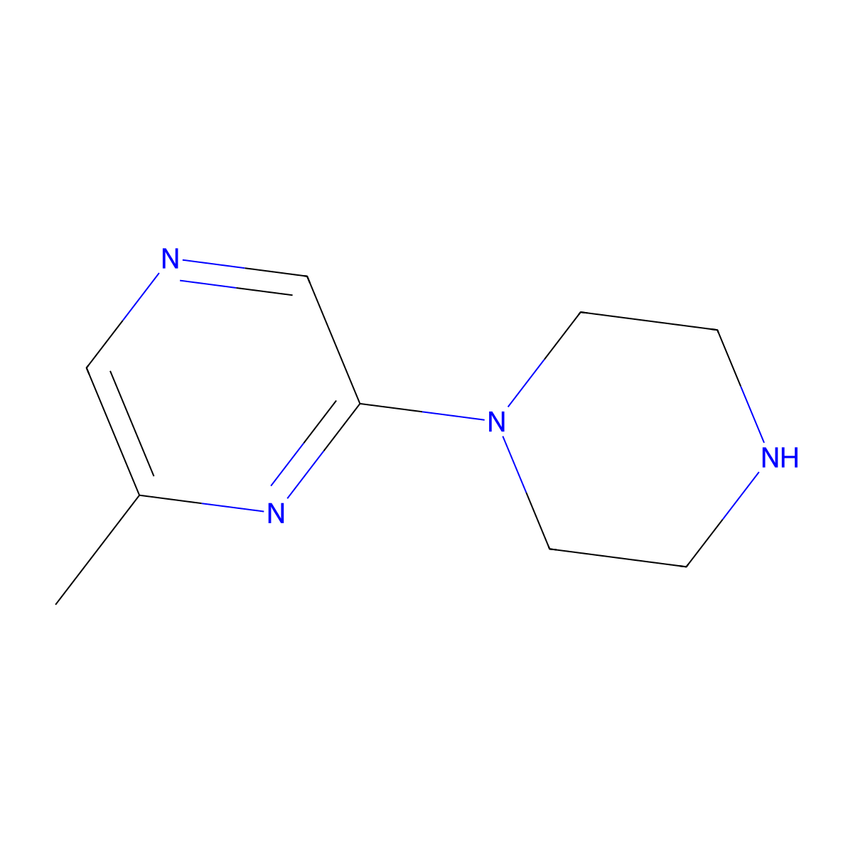 2-Methyl-6-(piperazin-1-yl)pyrazine molecular structure, CAS 51047-59-7