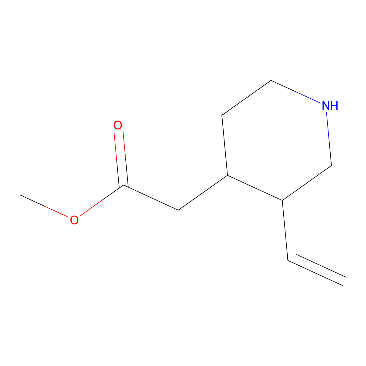 methyl 2-[(3R,4S)-3-ethenylpiperidin-4-yl]acetate molecular structure, CAS 51048-98-7