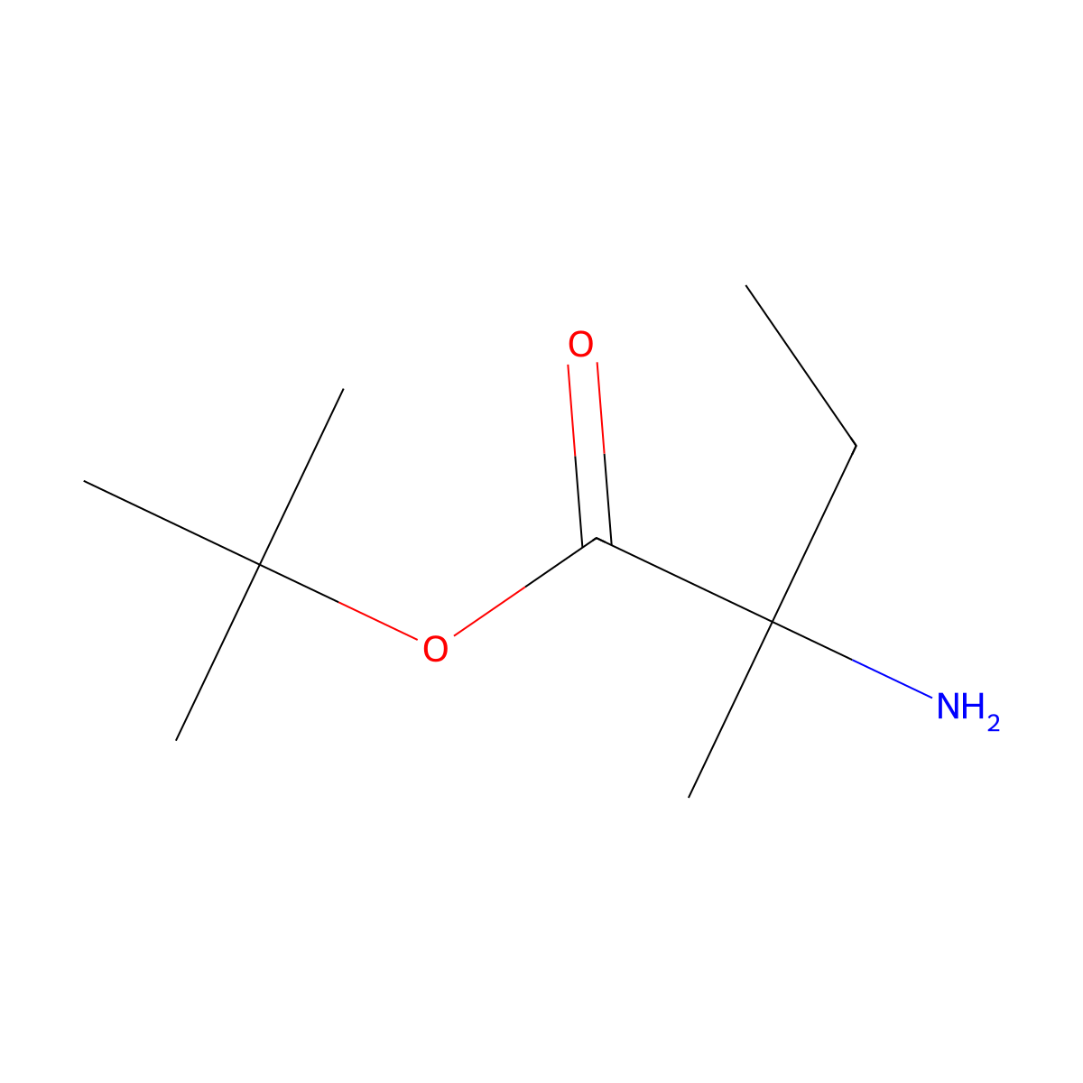 Tert-butyl 2-amino-2-methylbutanoate molecular structure, CAS 5105-47-5