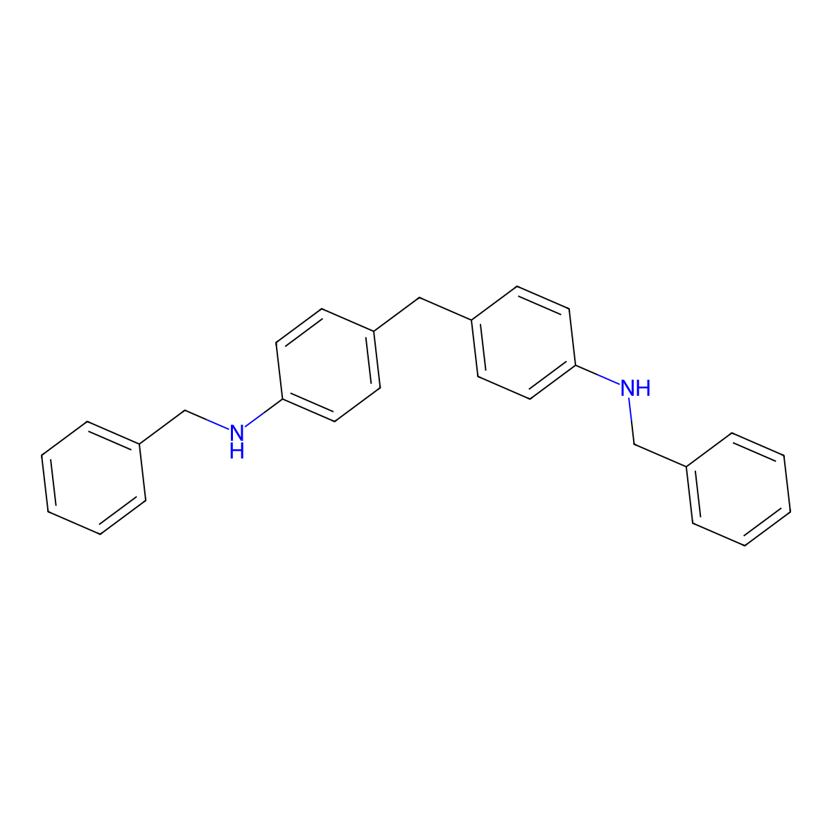 N-benzyl-4-((4-(benzylamino)phenyl)methyl)aniline molecular structure, CAS 51050-64-7