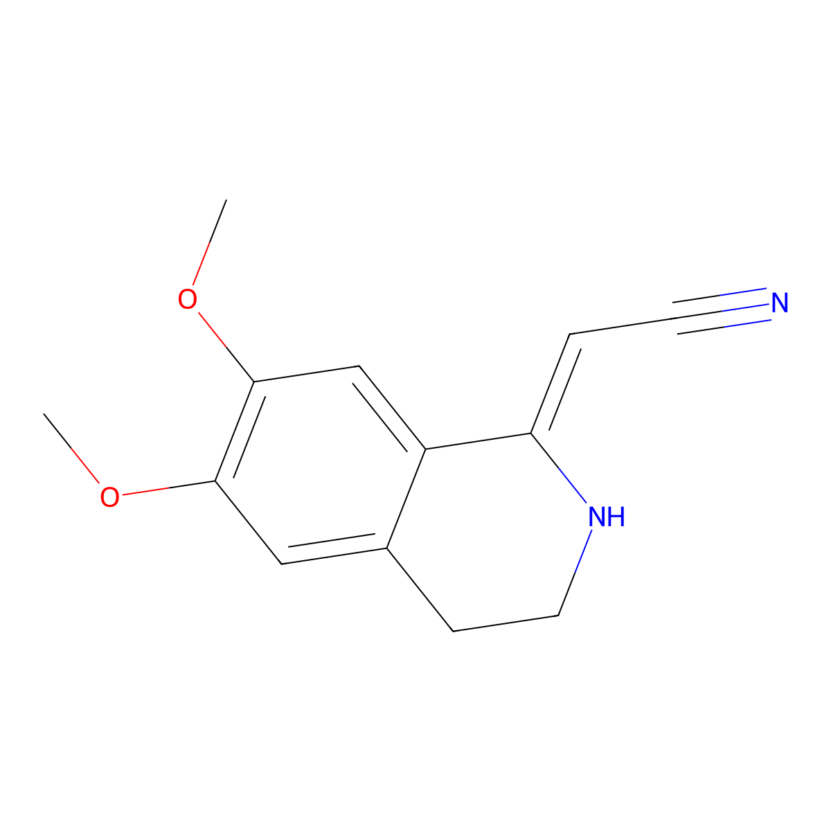 1-Cyanomethylene-6,7-dimethoxy-1,2,3,4-tetrahydroisoquinoline molecular structure, CAS 51054-41-2