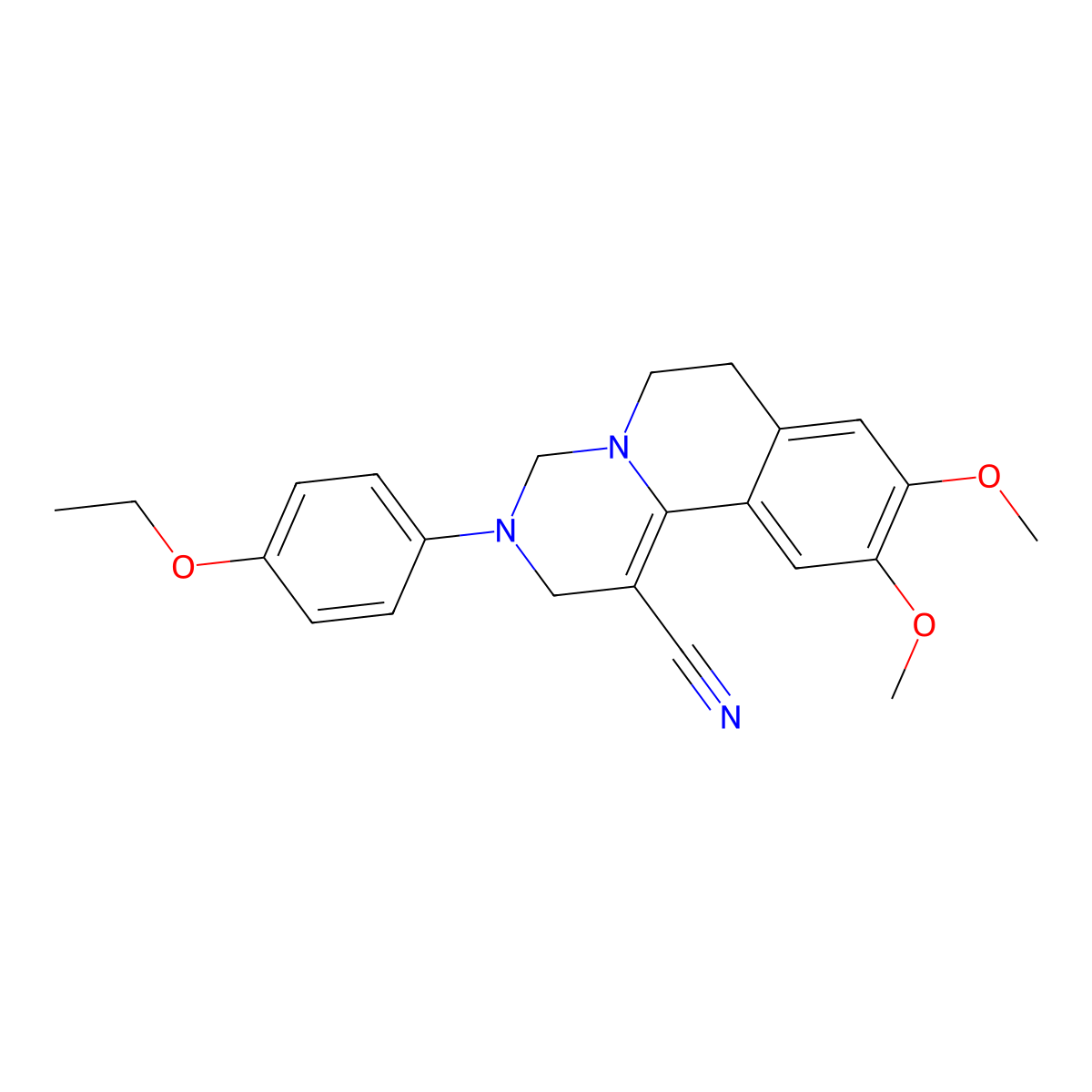 3-(4-Ethoxyphenyl)-9,10-dimethoxy-2,4,6,7-tetrahydropyrimido[6,1-a]isoquinoline-1-carbonitrile molecular structure, CAS 51054-46-7