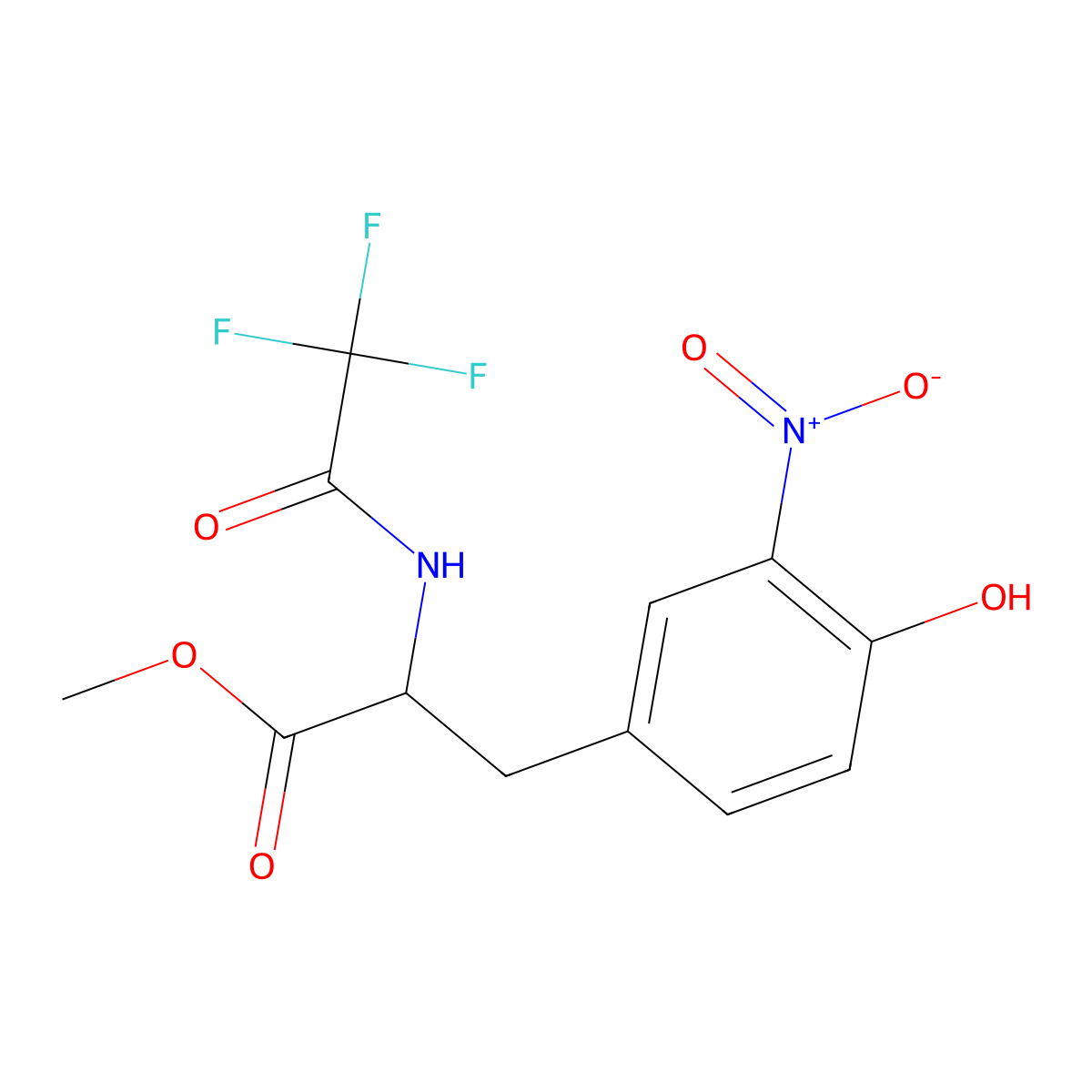 (S)-Methyl 3-(4-hydroxy-3-nitrophenyl)-2-(2,2,2-trifluoroacetylamino)propionate molecular structure, CAS 5106-00-3