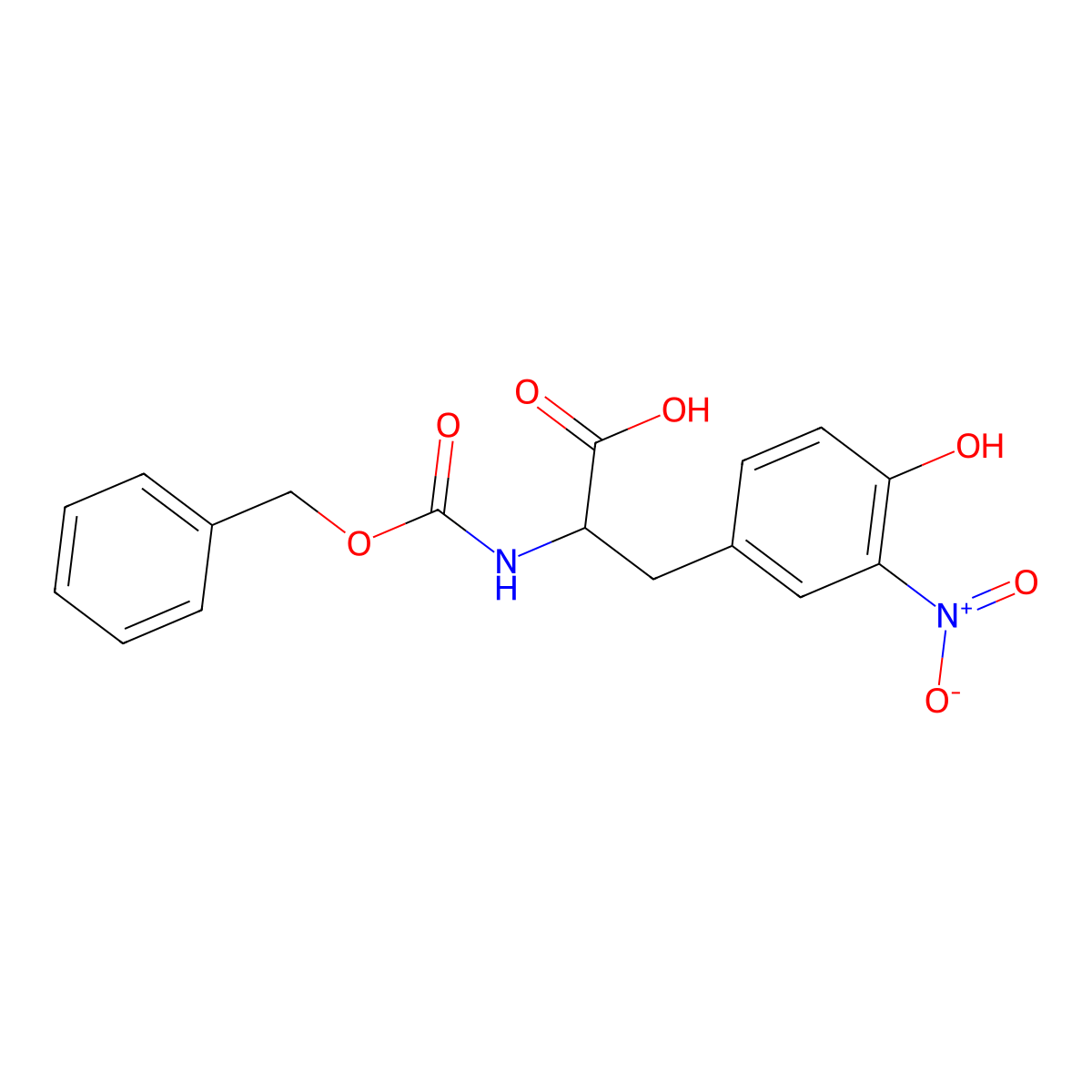 (2S)-2-{[(benzyloxy)carbonyl]amino}-3-(4-hydroxy-3-nitrophenyl)propanoic acid molecular structure, CAS 5106-01-4