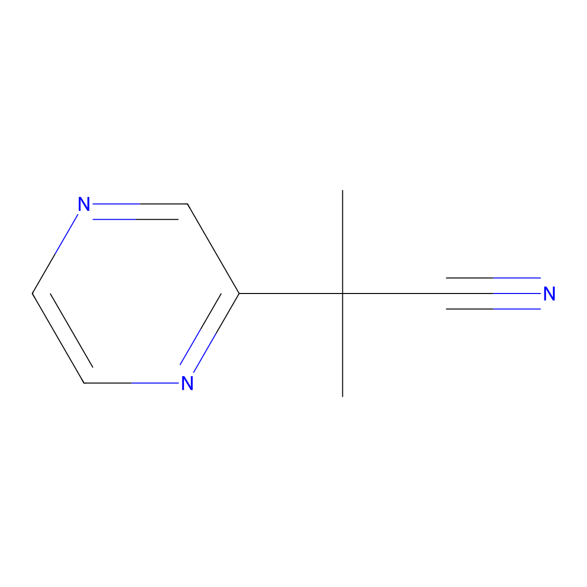 2-Methyl-2-(pyrazin-2-yl)propanenitrile molecular structure, CAS 5106-58-1