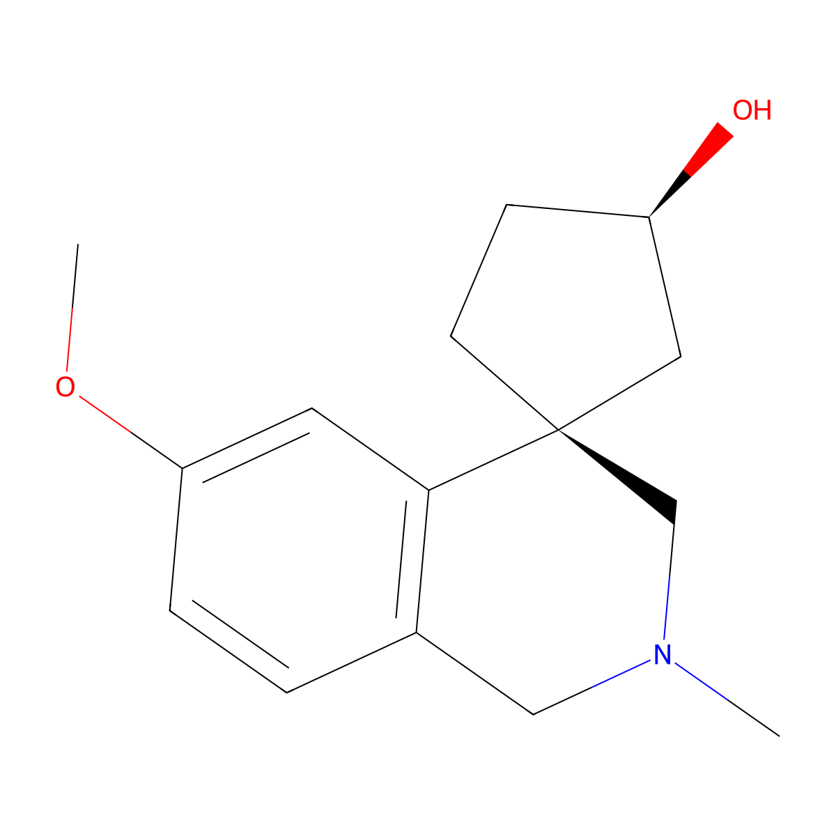 Spiro-(3-hydroxycyclopentane-1,4'-2',3'-dihydro-6'-methoxy-2'-methyl-1'H-isoquinoline) molecular structure, CAS 51061-99-5