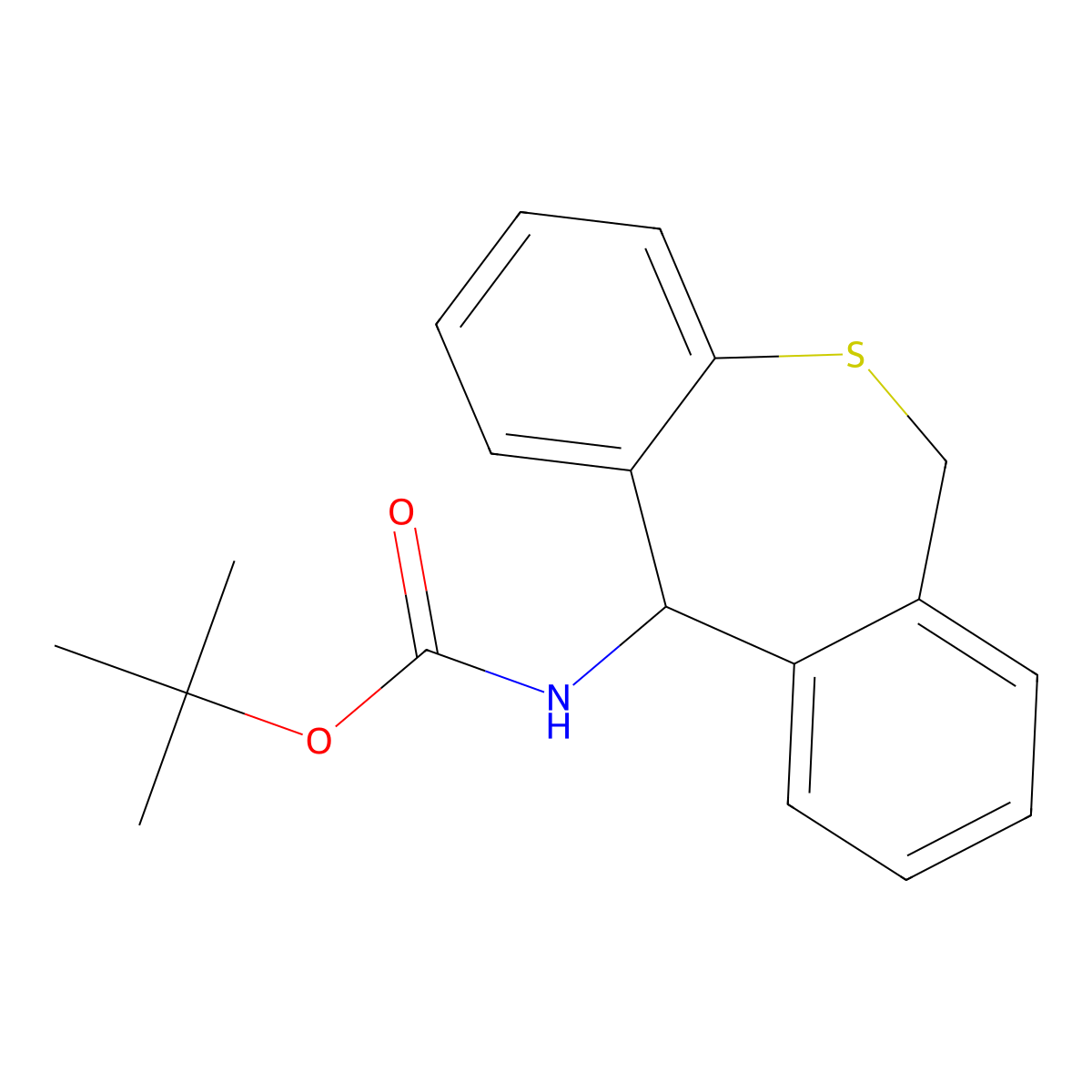 Carbamic acid, (6,11-dihydrodibenzo(b,e)thiepin-11-yl)-, 1,1-dimethylethyl ester molecular structure, CAS 51065-32-8
