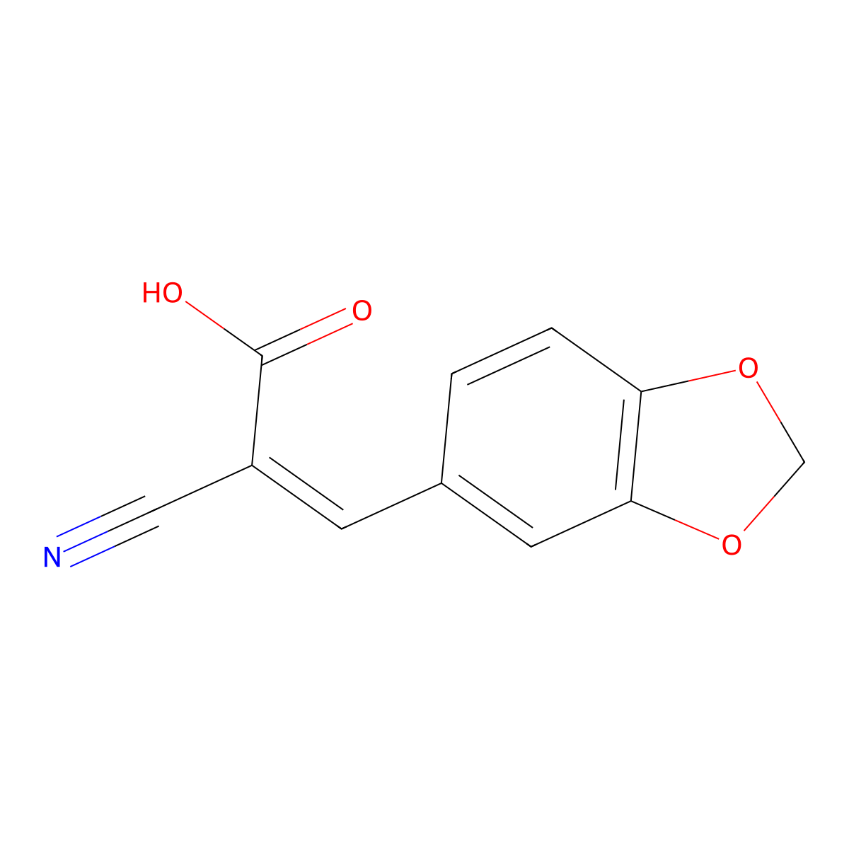3-(Benzo[d][1,3]dioxol-5-yl)-2-cyanoacrylic acid molecular structure, CAS 51066-70-7